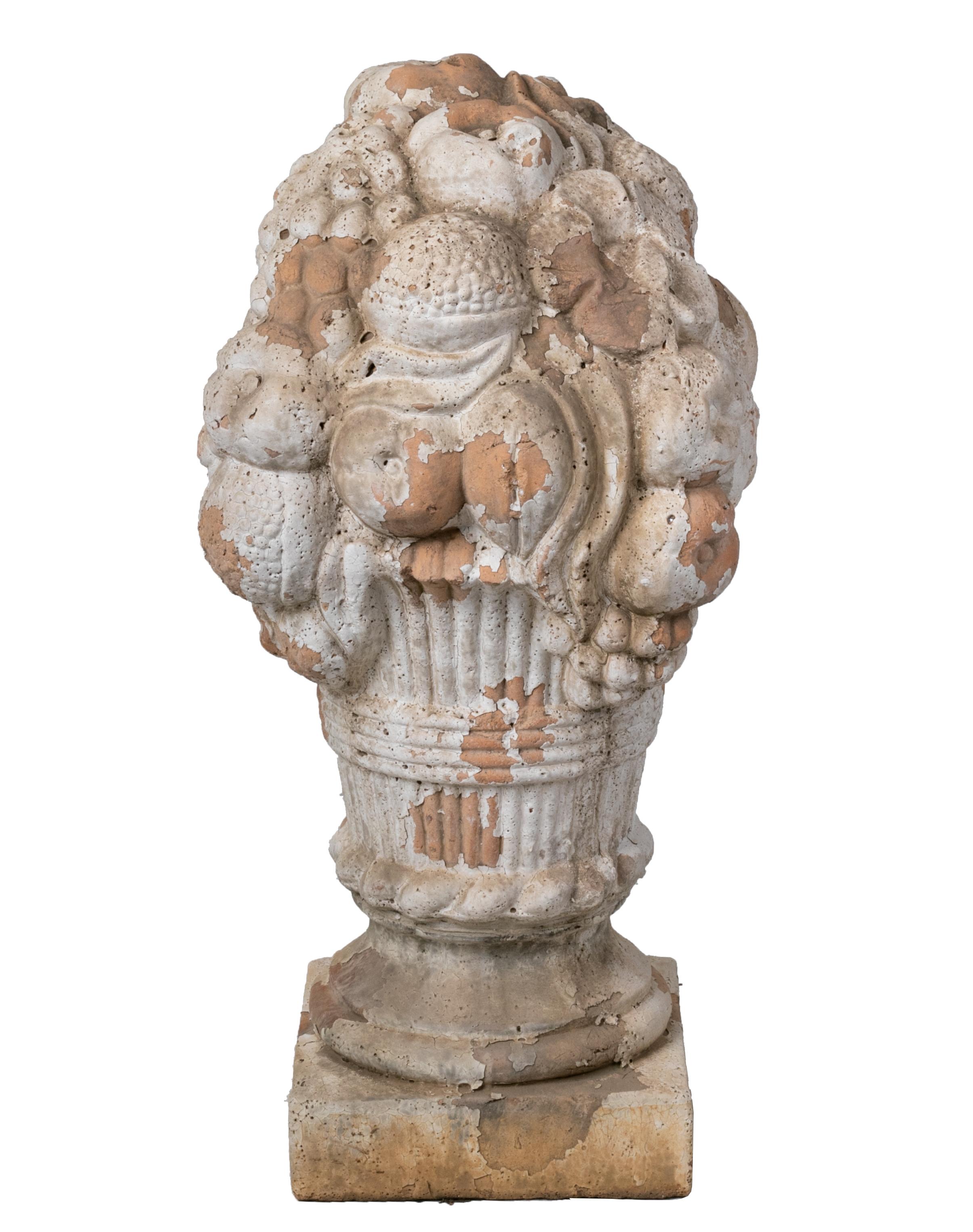20th Century Pair of Decorative French Terracotta Flower Vases