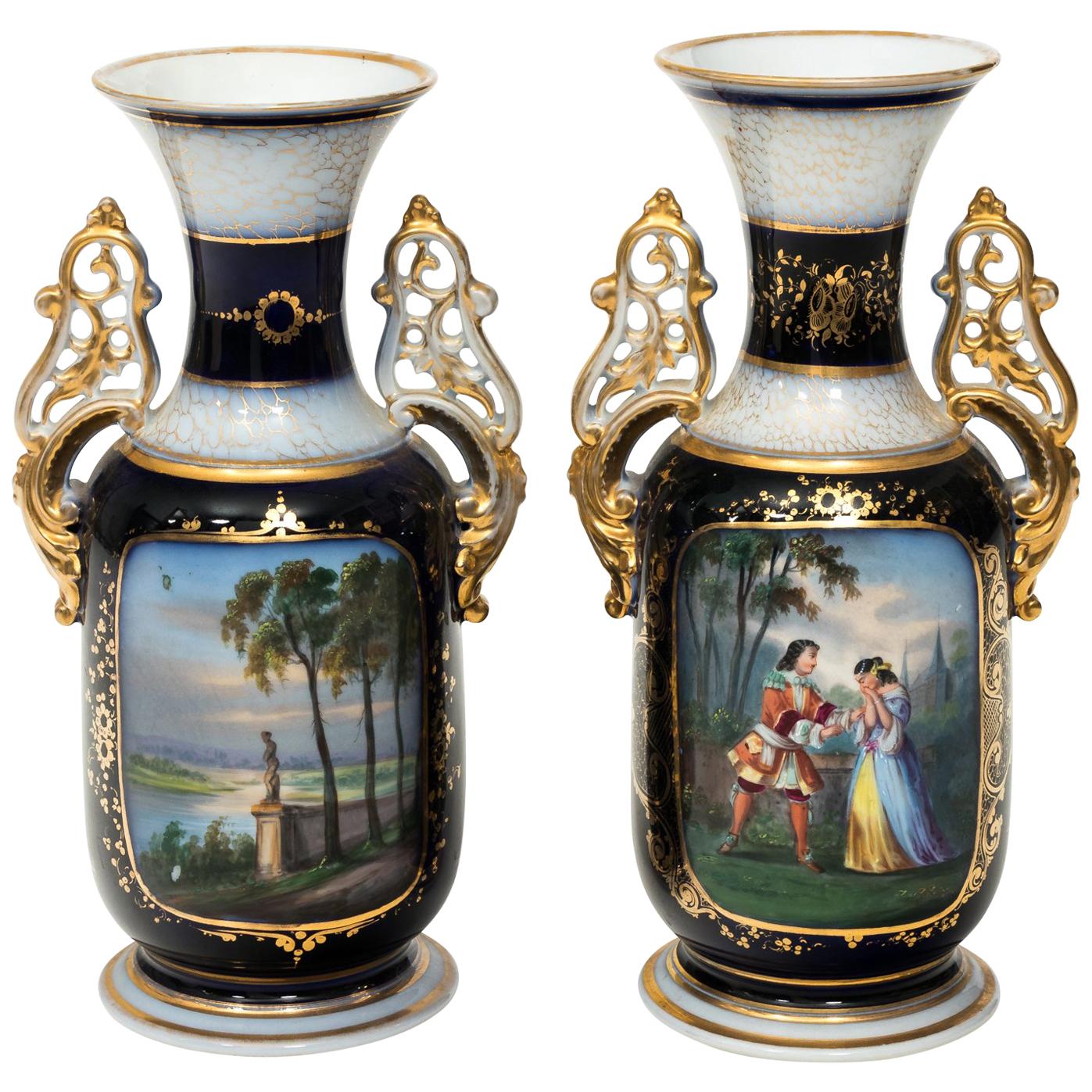 Pair of Decorative French Vases, circa 1890 For Sale