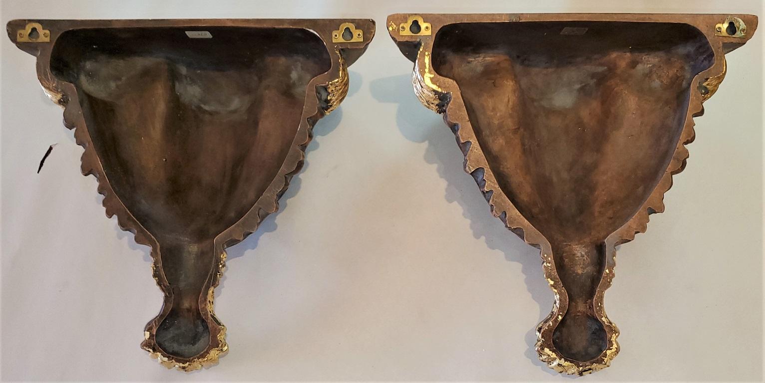 Pair of Decorative Gilt Floral Wall Brackets or Shelves 9