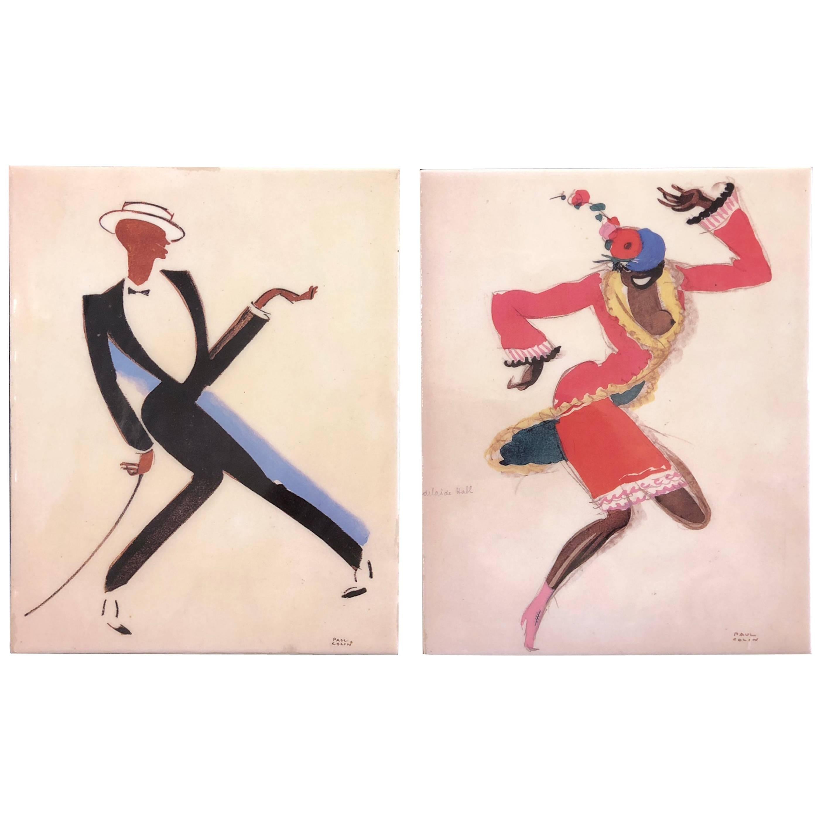 Pair of Decorative Glazed Tiles