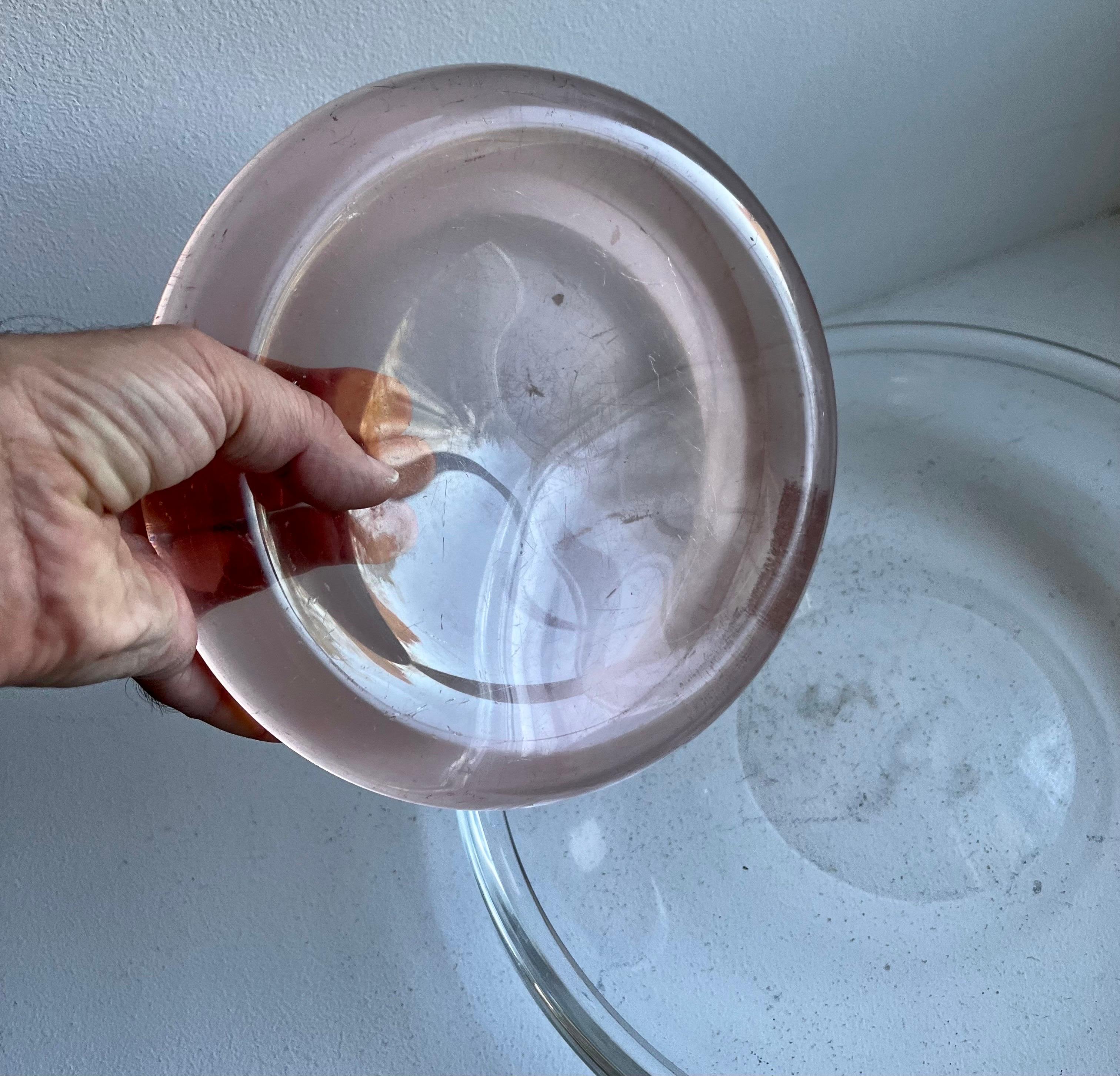 Pair of Decorative Heavy Glass Low Bowls, probably Italian / Danish 1950's For Sale 4