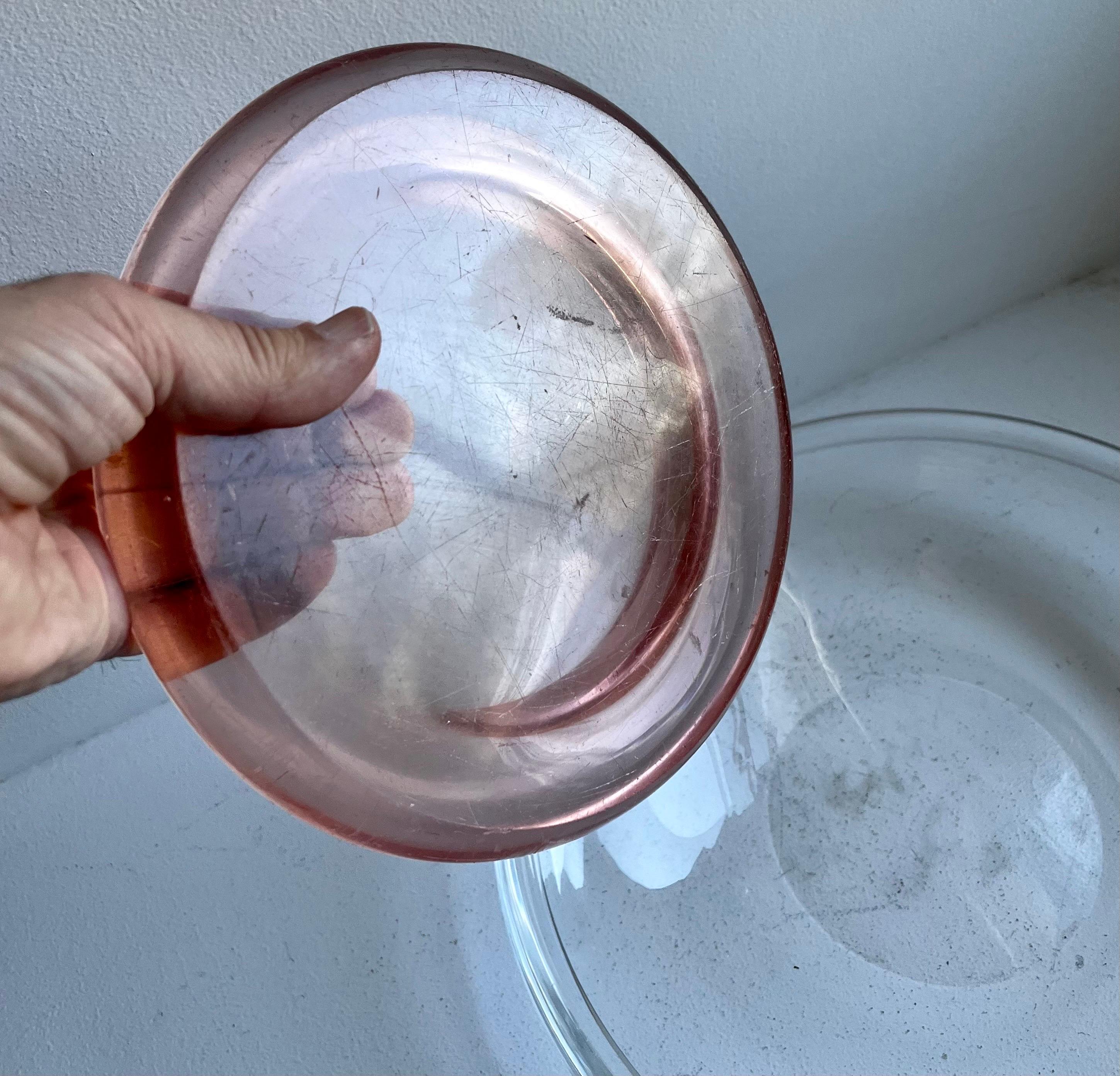 Pair of Decorative Heavy Glass Low Bowls, probably Italian / Danish 1950's For Sale 5