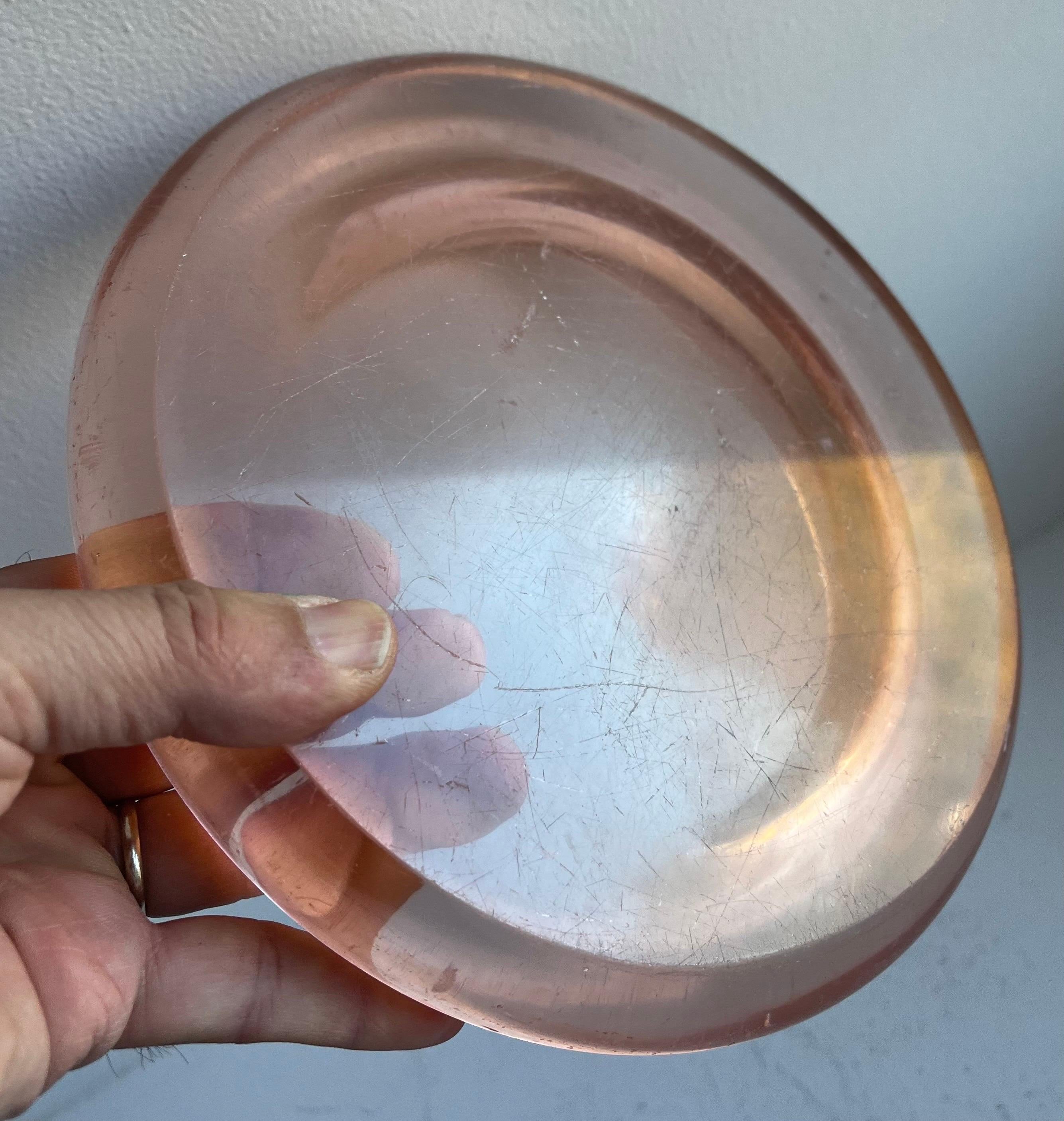 Pair of Decorative Heavy Glass Low Bowls, probably Italian / Danish 1950's For Sale 6