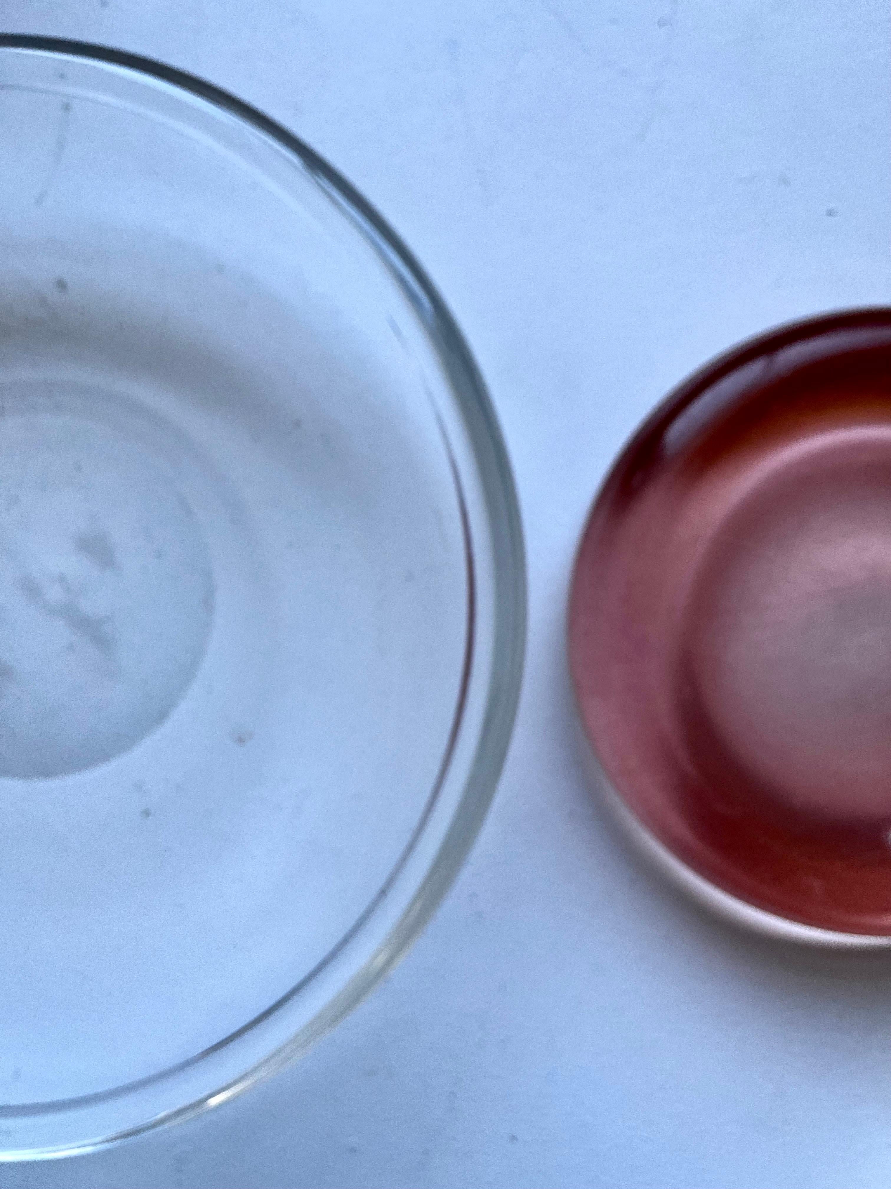 Pair of Decorative Heavy Glass Low Bowls, probably Italian / Danish 1950's For Sale 8