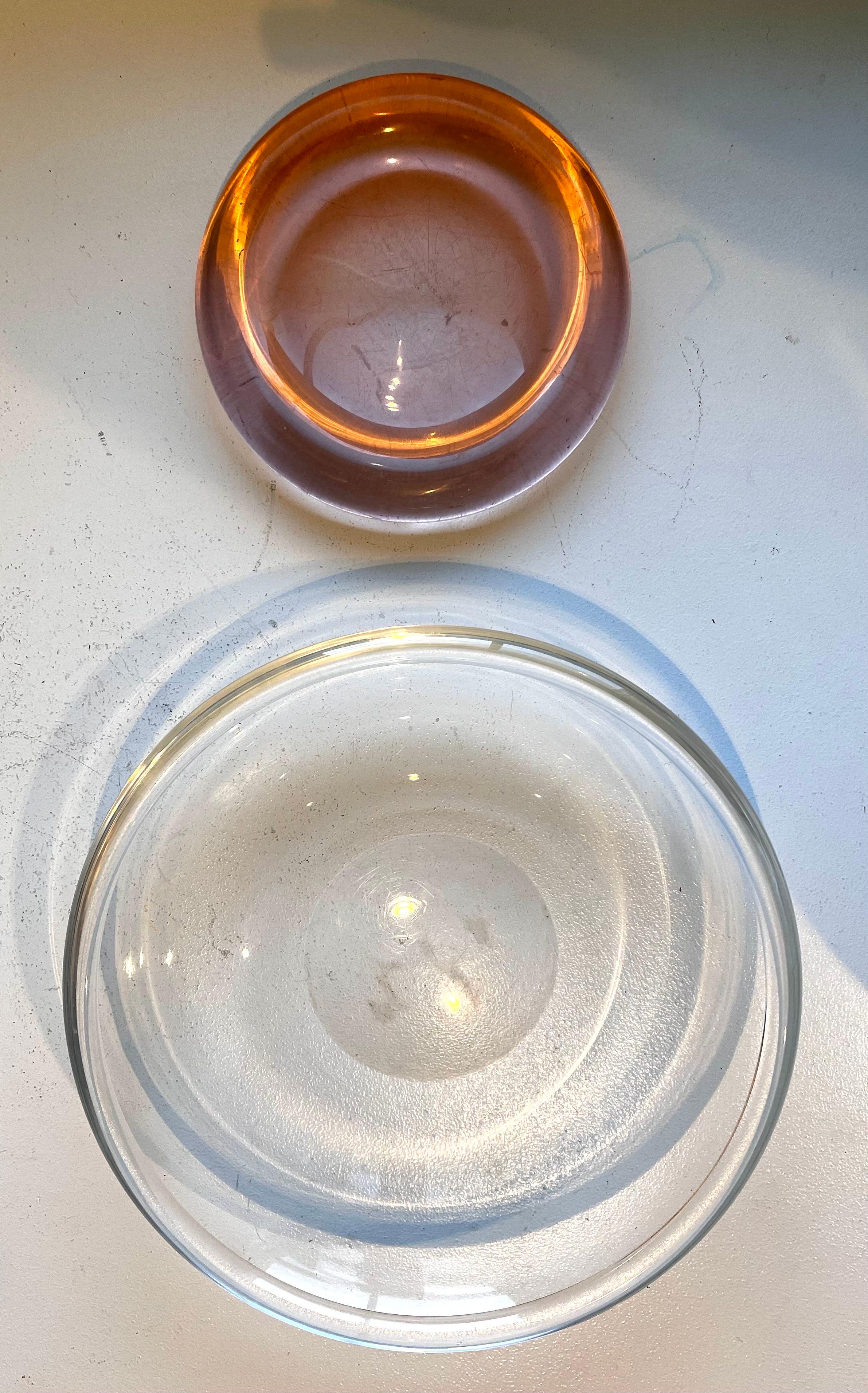 Pair of Decorative Heavy Glass Low Bowls, probably Italian / Danish 1950's For Sale 9