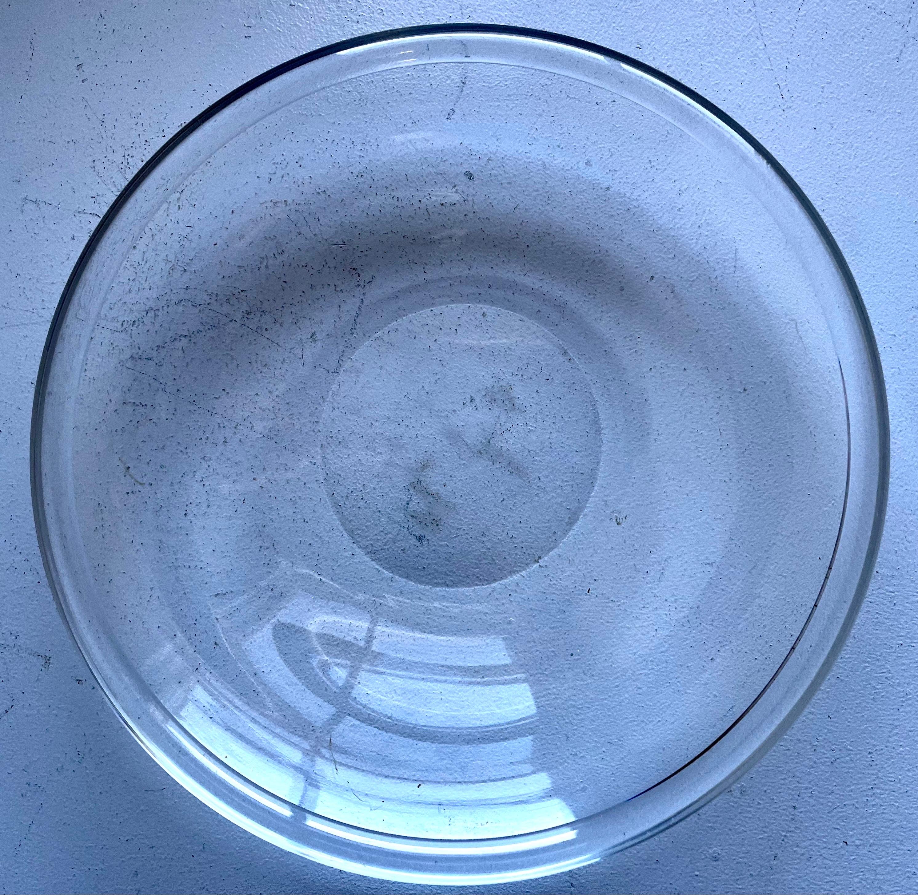 Pair of Decorative Heavy Glass Low Bowls or Dishs
Probably Italian / Danish 1950's
Artist Unknown

Small Pink Bowl 8.5