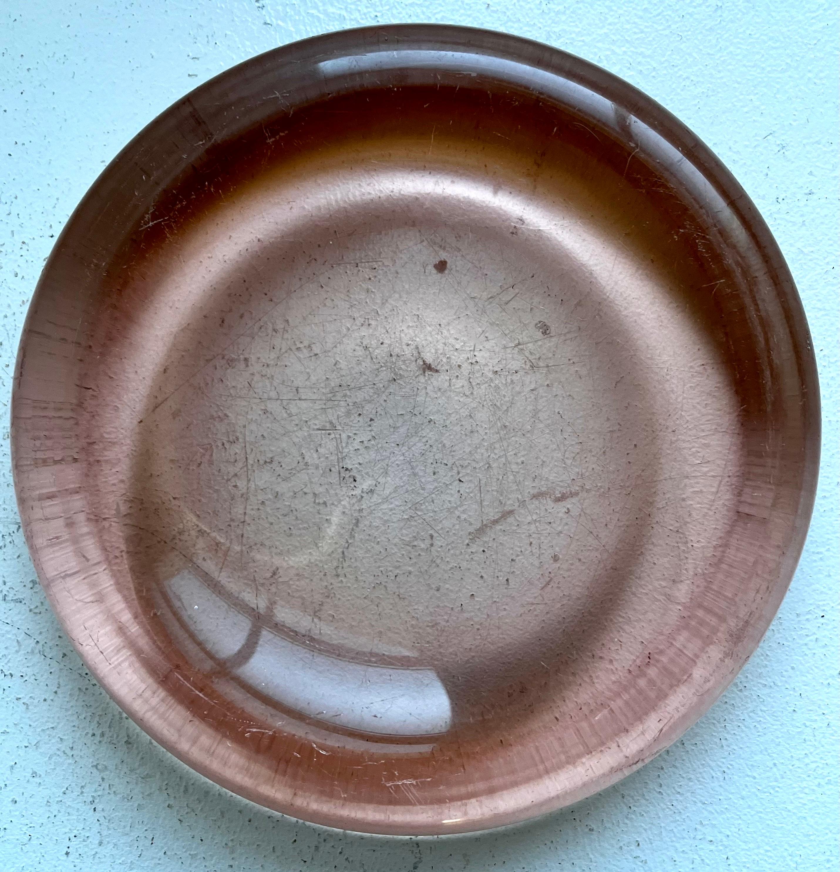 Pair of Decorative Heavy Glass Low Bowls, probably Italian / Danish 1950's For Sale 3