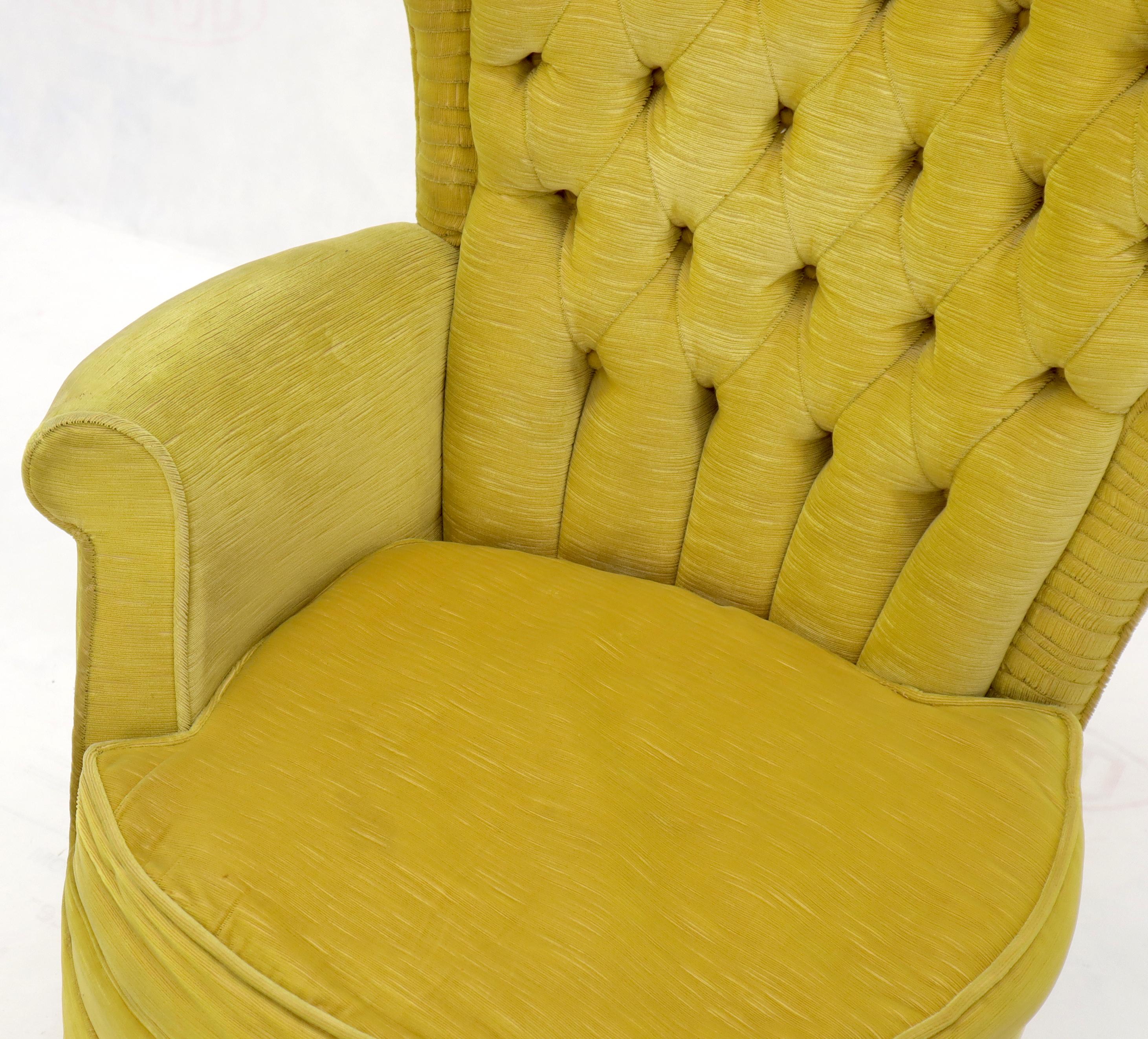 Pair of Decorative high Tall Tufted Back Barrel Shape Upholstered Lounge Chairs 2