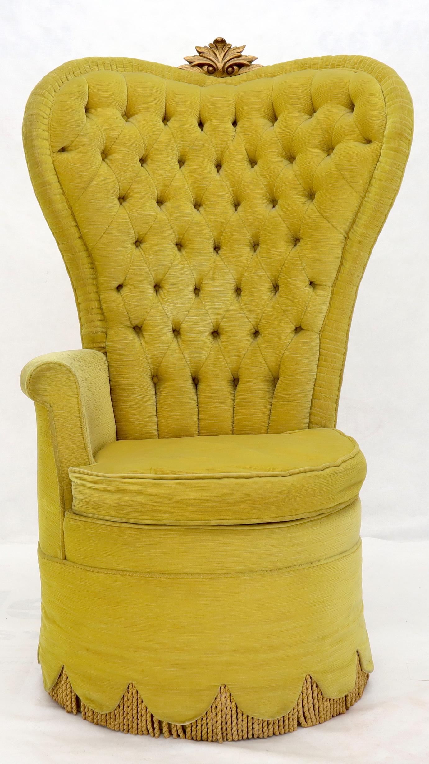 Pair of Decorative high Tall Tufted Back Barrel Shape Upholstered Lounge Chairs 3