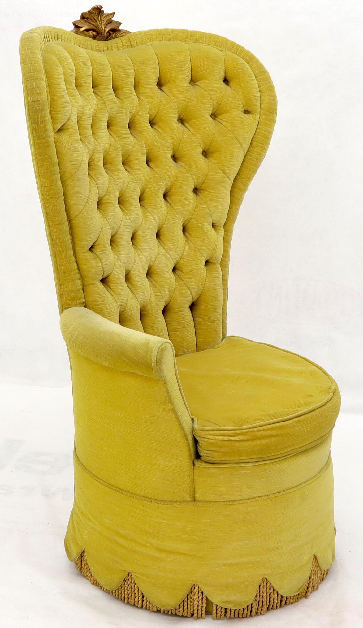 Pair of Decorative high Tall Tufted Back Barrel Shape Upholstered Lounge Chairs 4
