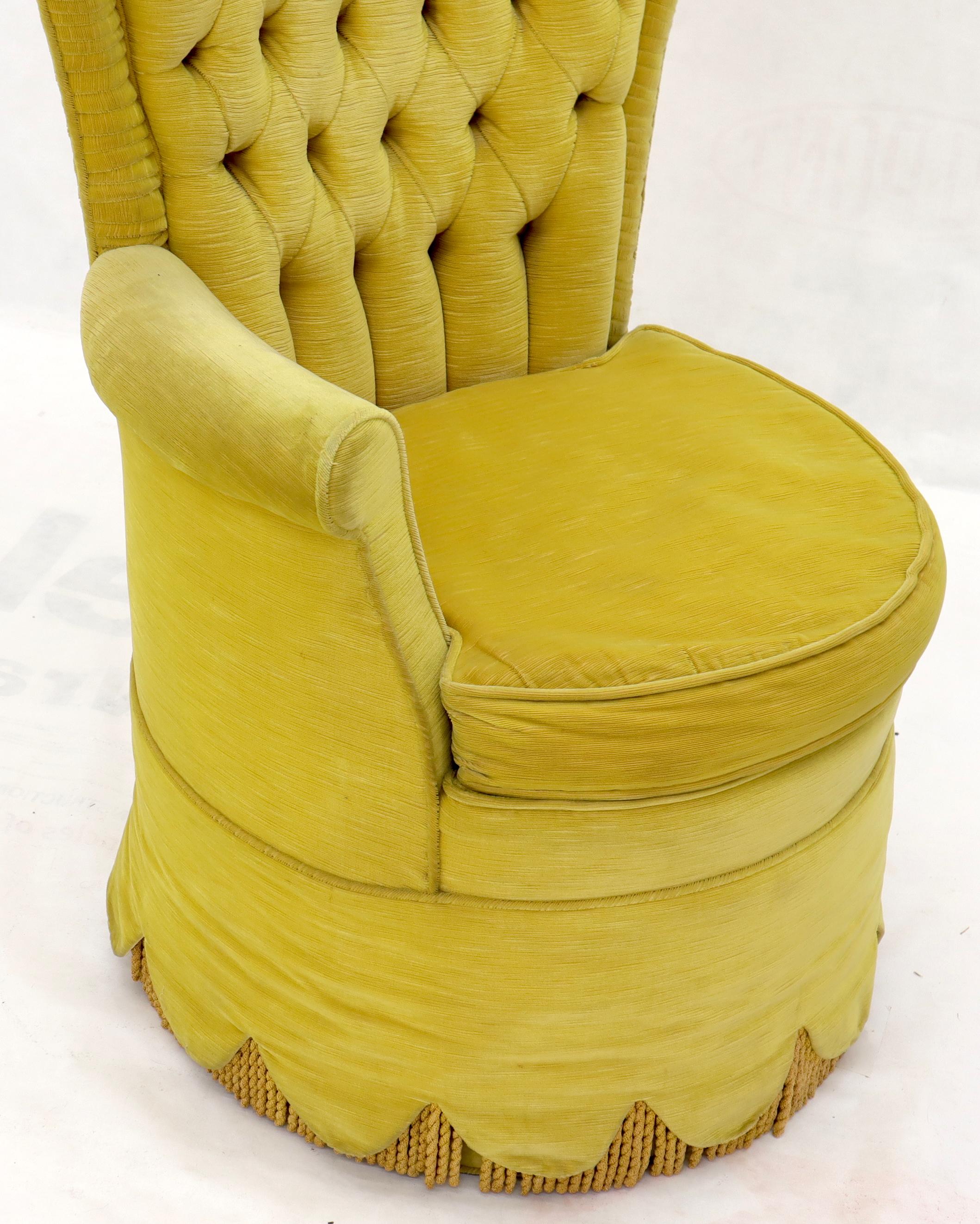 Pair of Decorative high Tall Tufted Back Barrel Shape Upholstered Lounge Chairs 5