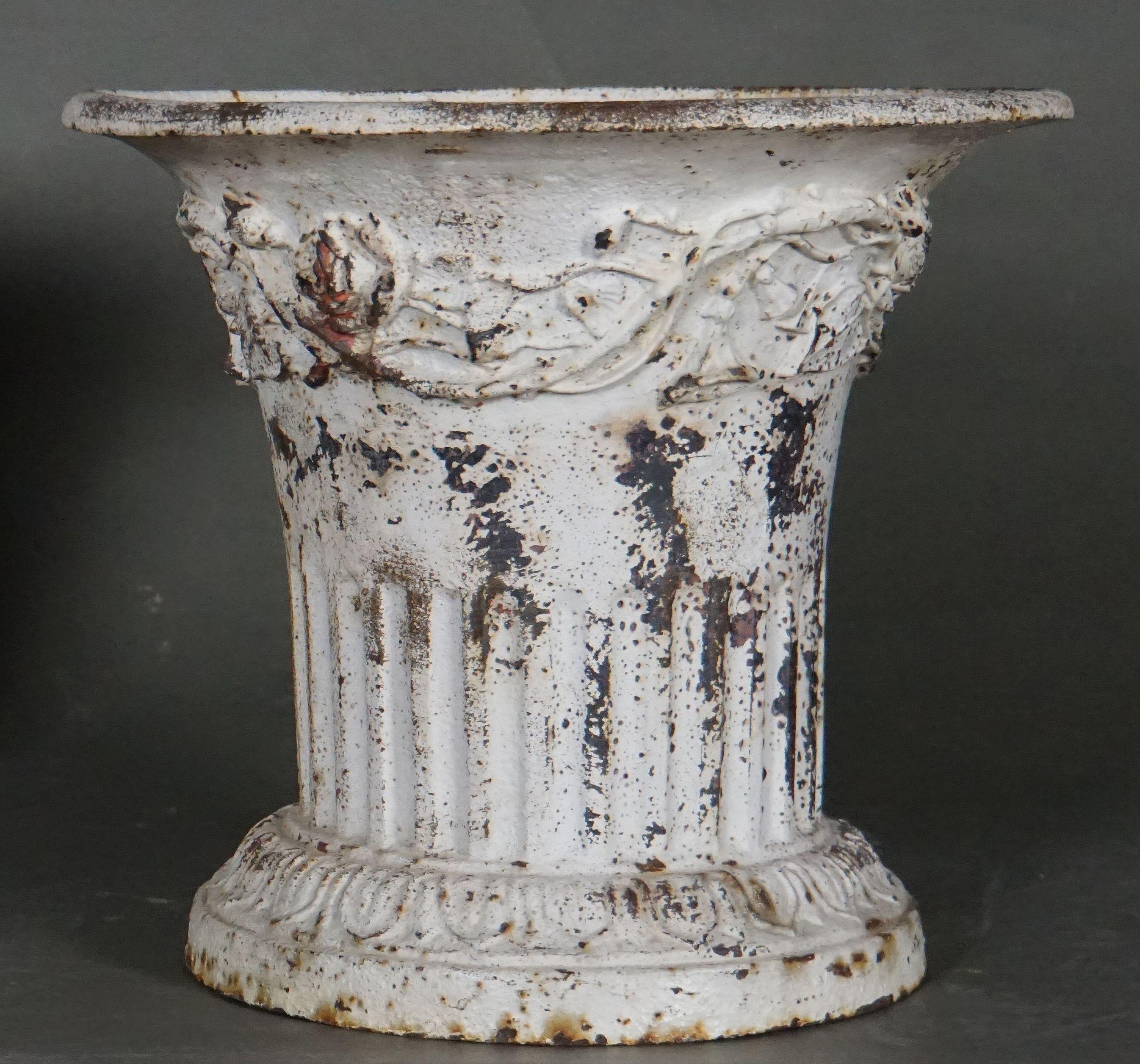 Pair of Decorative Iron Cast Louis XVI Vases For Sale 1