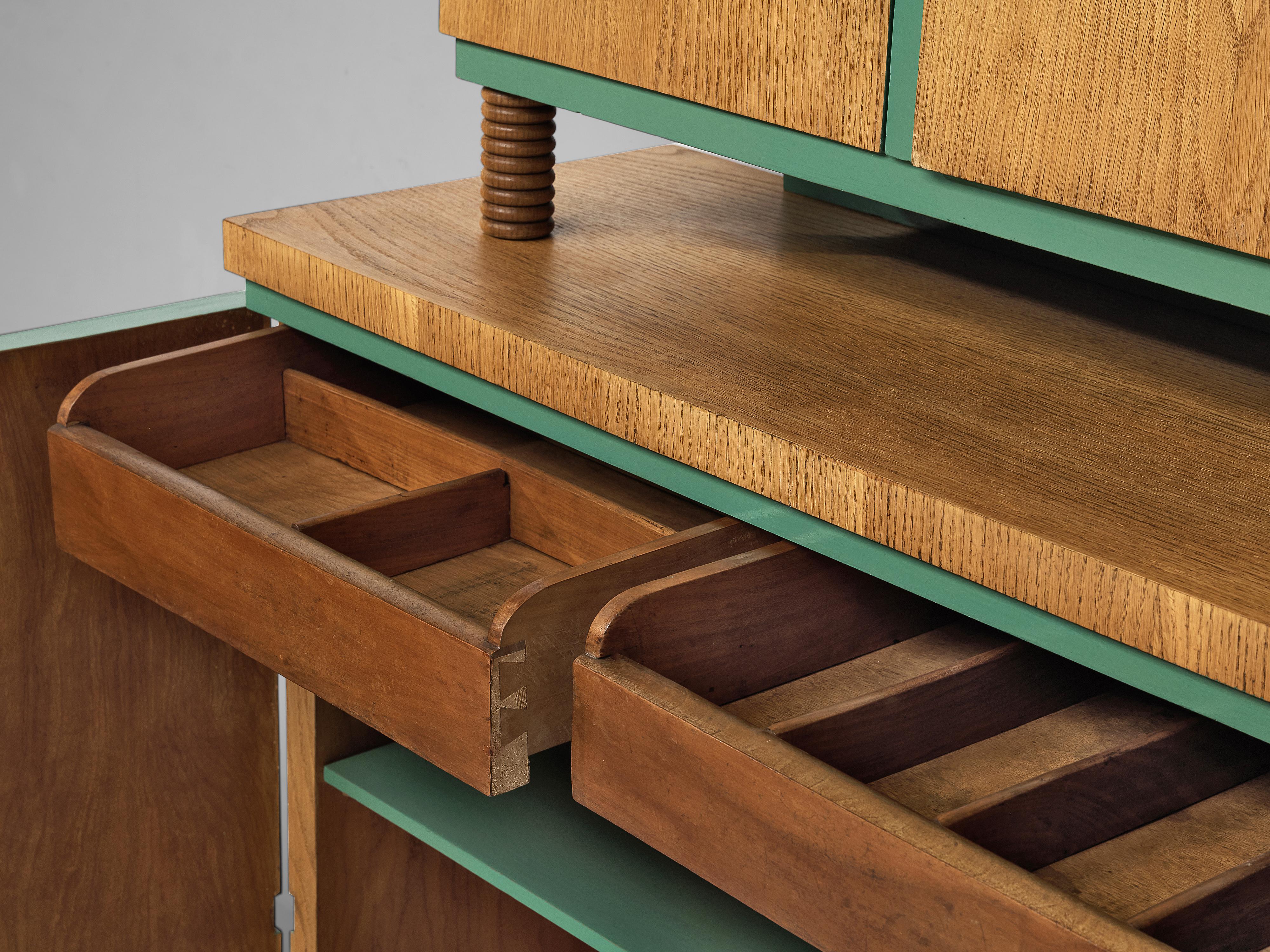 Late 20th Century Pair of Decorative Italian Cabinets in Oak