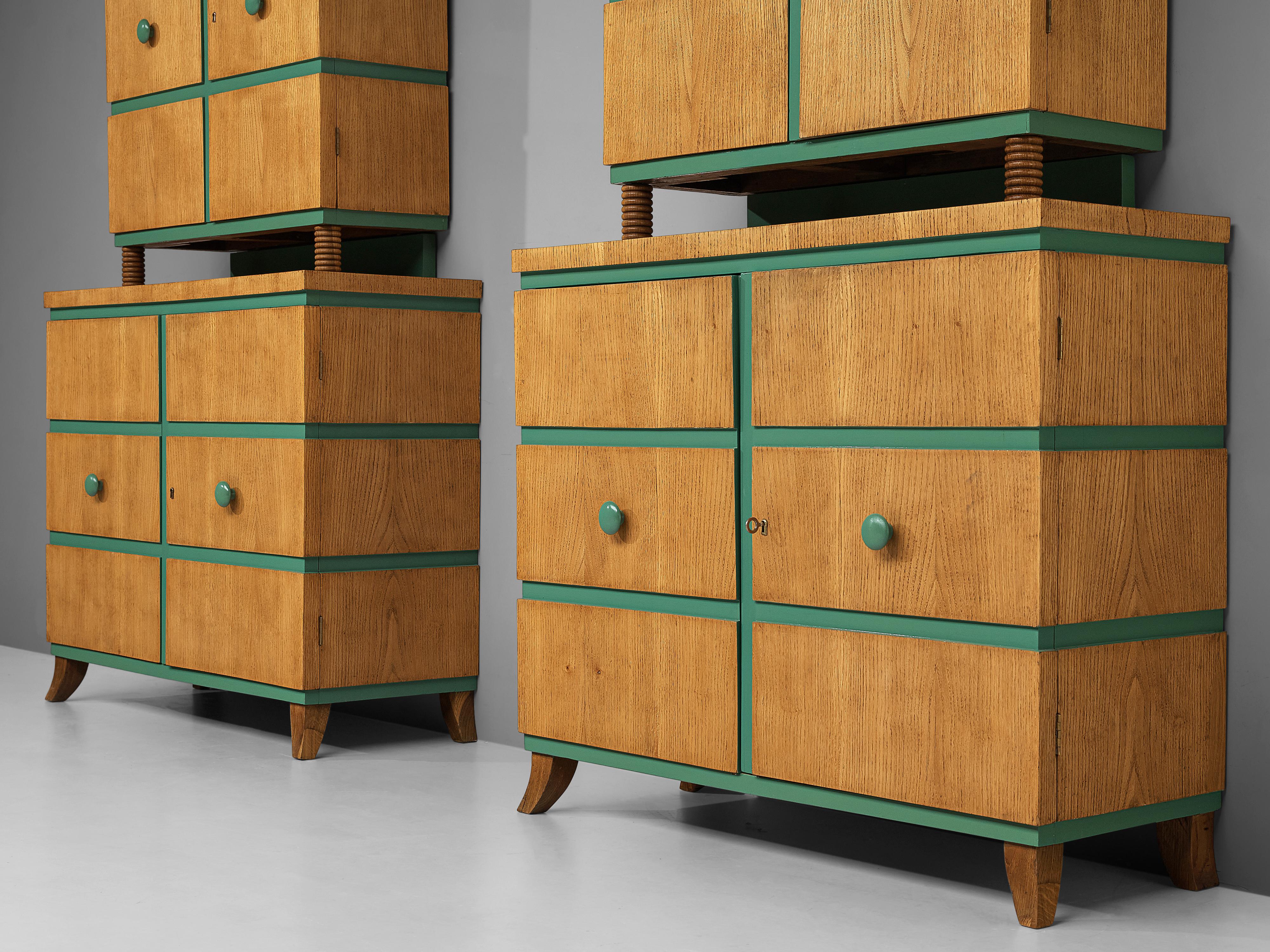 Pair of Decorative Italian Cabinets in Oak 3