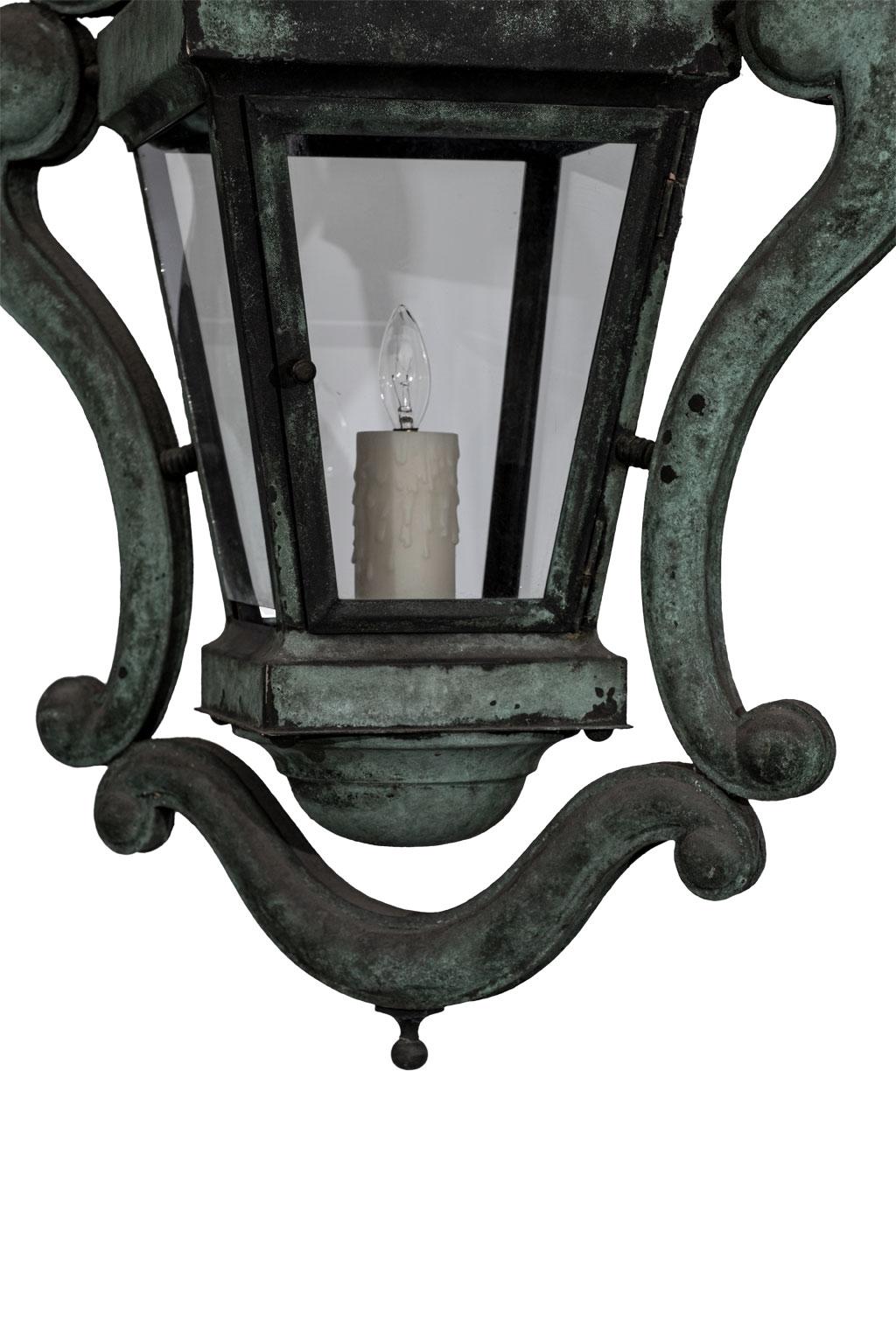 Neoclassical Decorative Italian Verdigris Copper Lantern