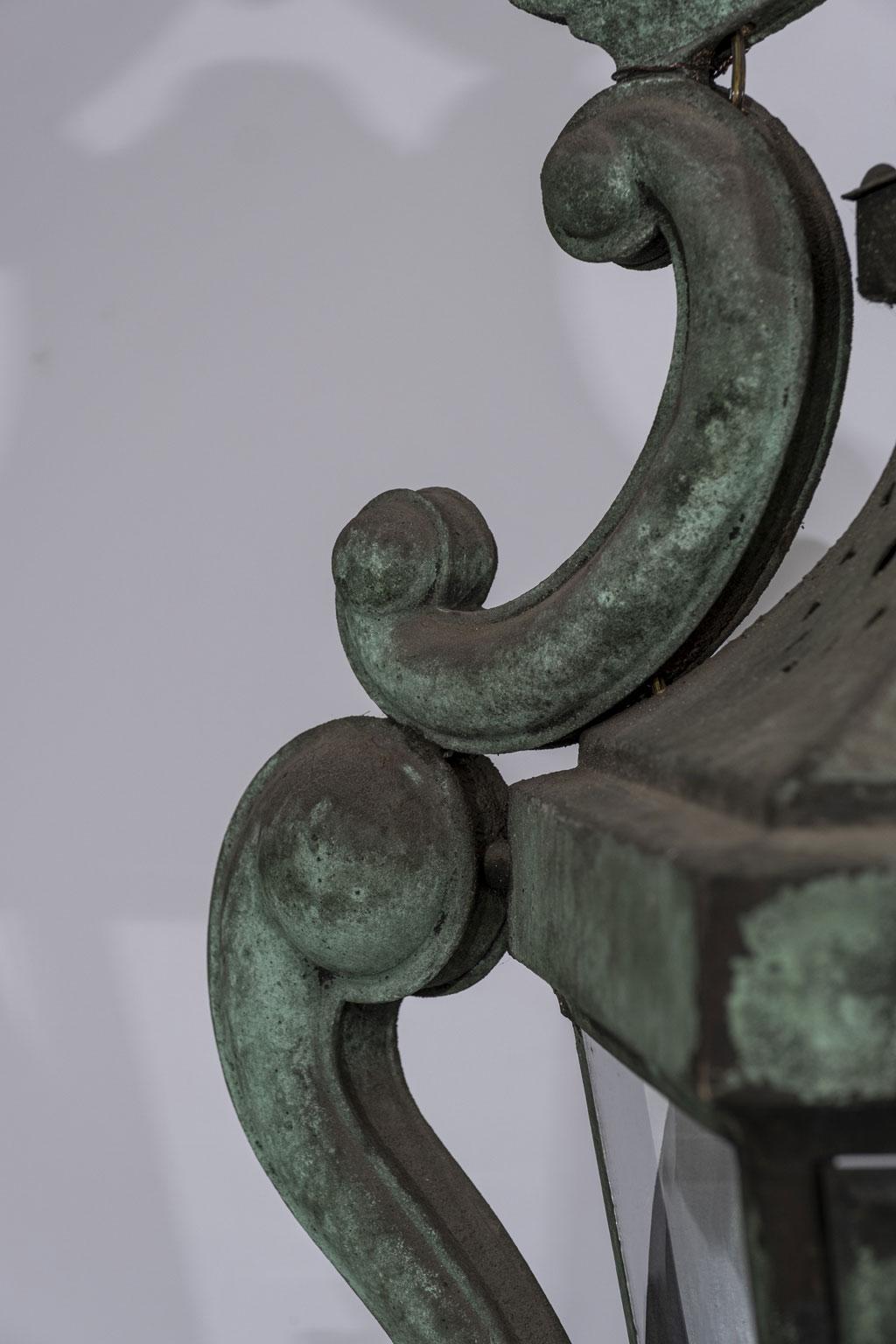 19th Century Decorative Italian Verdigris Copper Lantern
