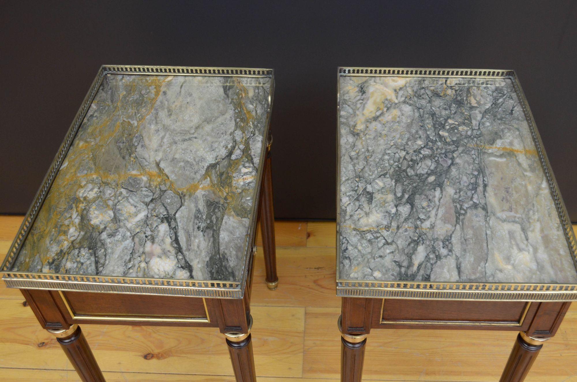 French Pair of Decorative Marble Top Tables For Sale