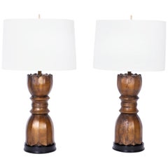 Pair of Decorative Metal Acanthus Leaf Table Lamps