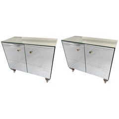 Vintage Pair of Decorative Mirrored Cabinets