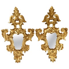 Antique Pair of Decorative Mirrors, Giltwood, 19th Century