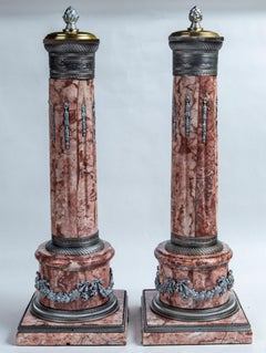 Pair of Decorative Mounted Marble Columns