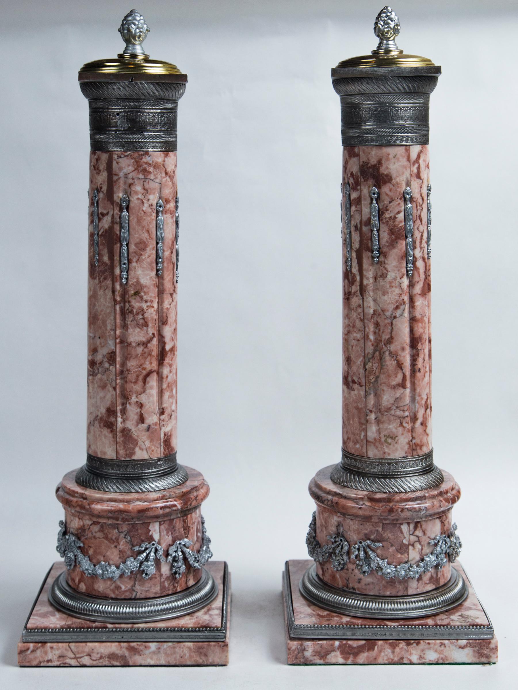 Pair of Decorative Mounted Marble Columns For Sale 1