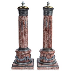 Vintage Pair of Decorative Mounted Marble Columns