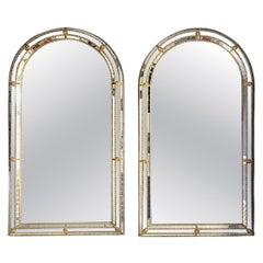 Pair of Decorative Neoclassical Style Domed Wall Mirrors
