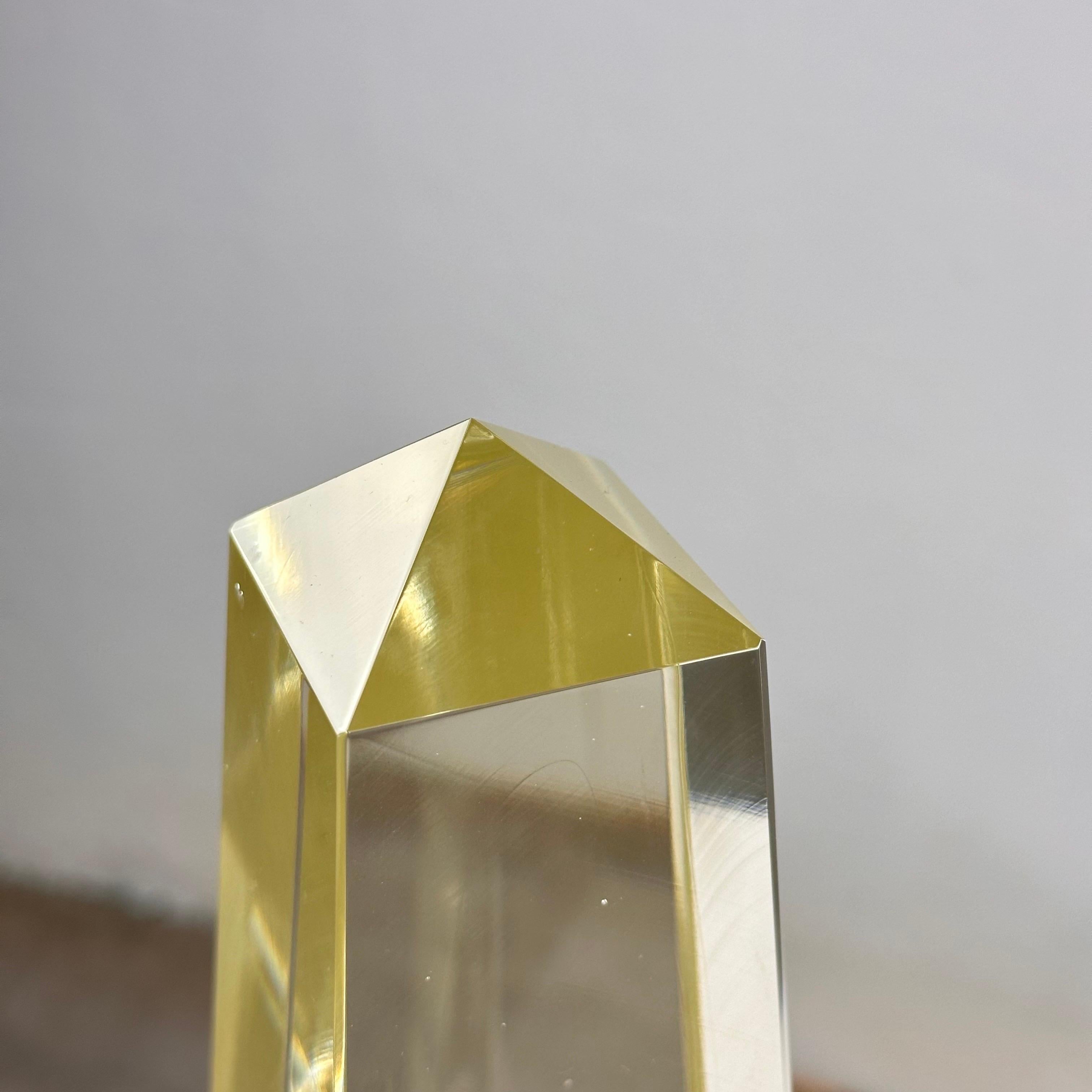 Pair of Decorative Obelisks in Pure Glass Signed 