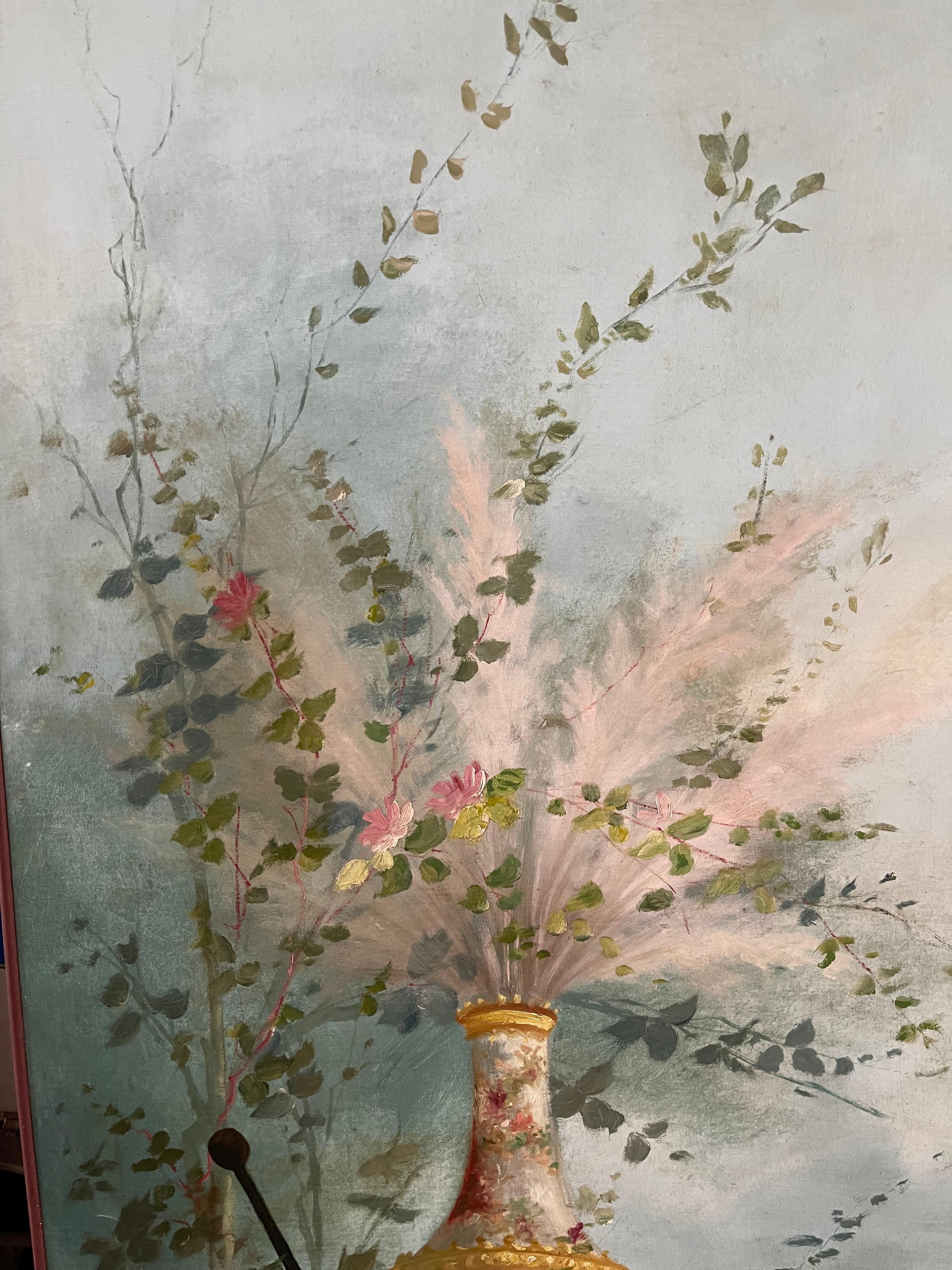 Pair of Decorative Oil on Canvas Paintings with a Floral Motif, 20th Century 6