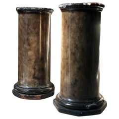 Pair of Decorative Painted Faux Marble Plaster Plinths/Pedestals, circa 1890