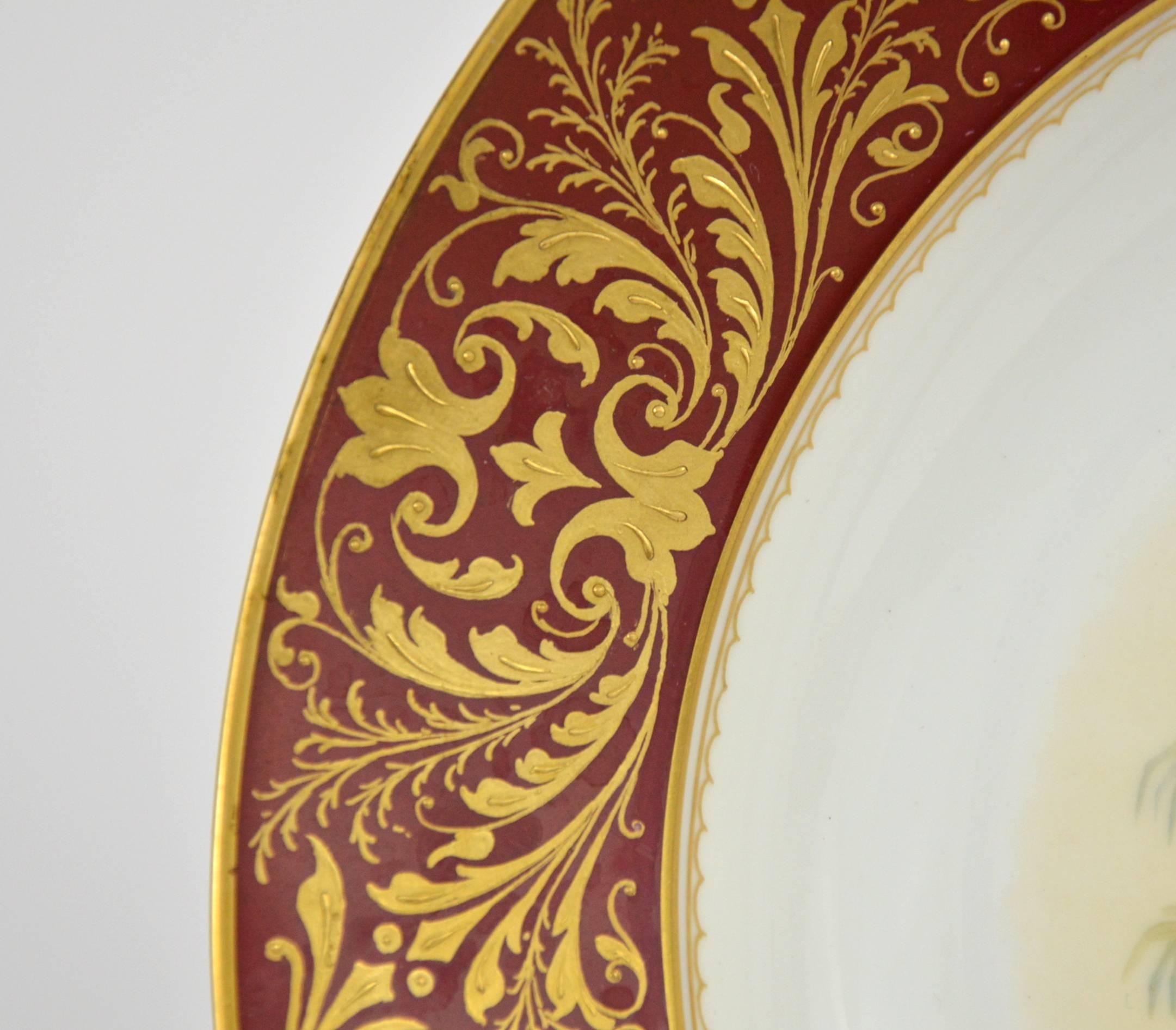 Late 19th Century Pair of Decorative Porcelain Plates, Mythological Subject Depicting Shiva