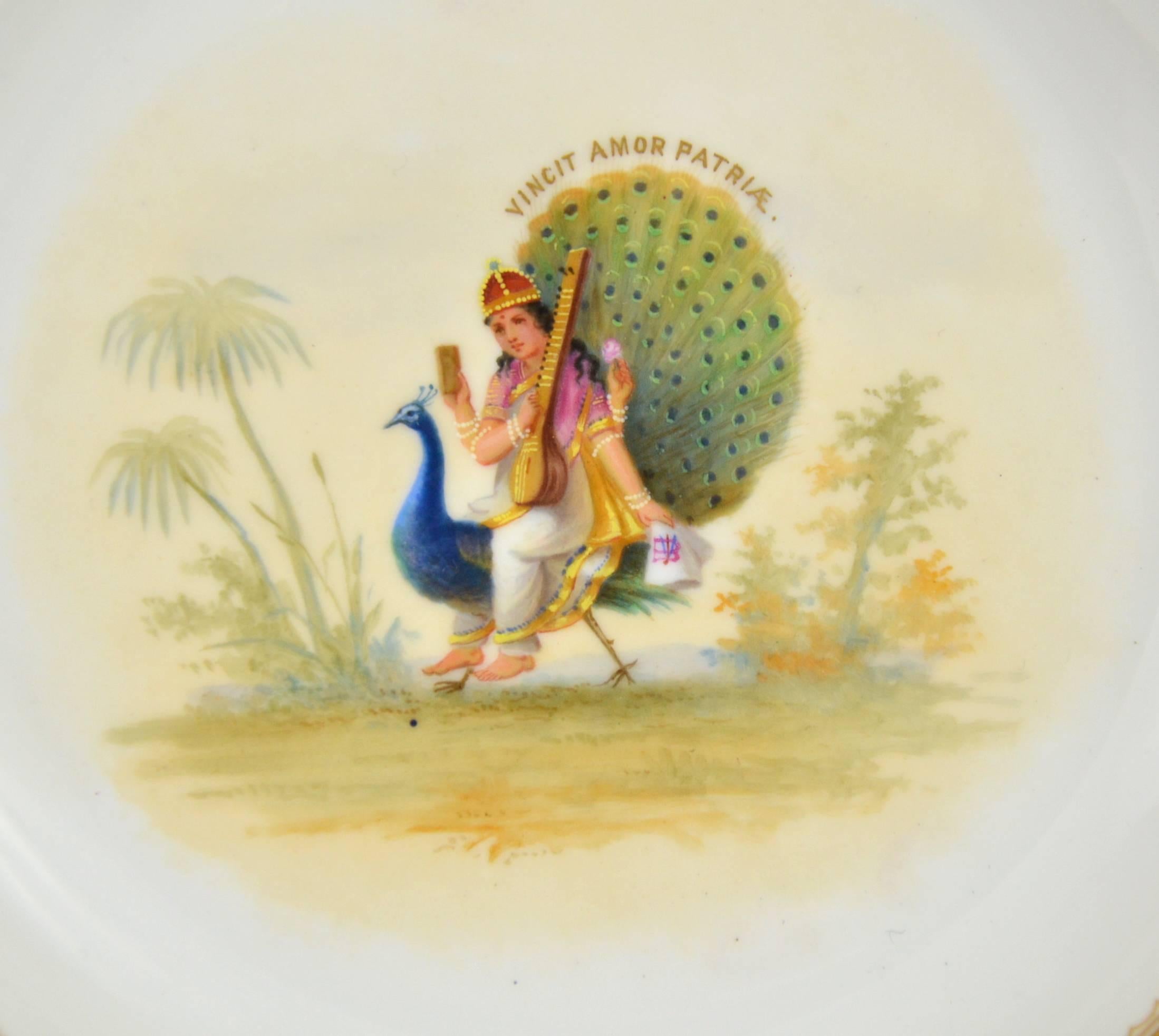 Pair of Decorative Porcelain Plates, Mythological Subject Depicting Shiva 1