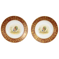 Pair of Decorative Porcelain Plates, Mythological Subject Depicting Shiva