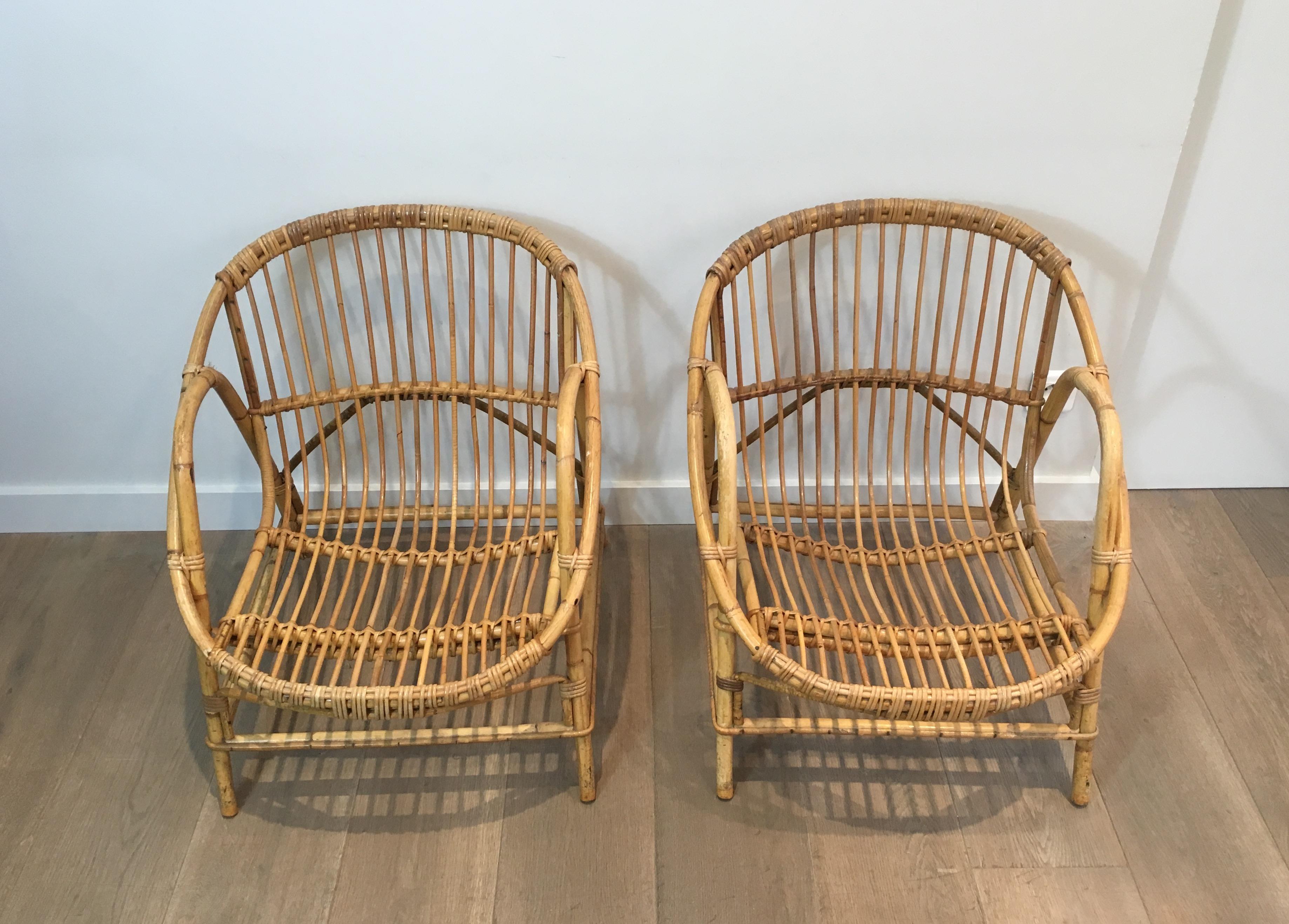 Pair of Decorative Rattan Armchairs, French, circa 1970 13