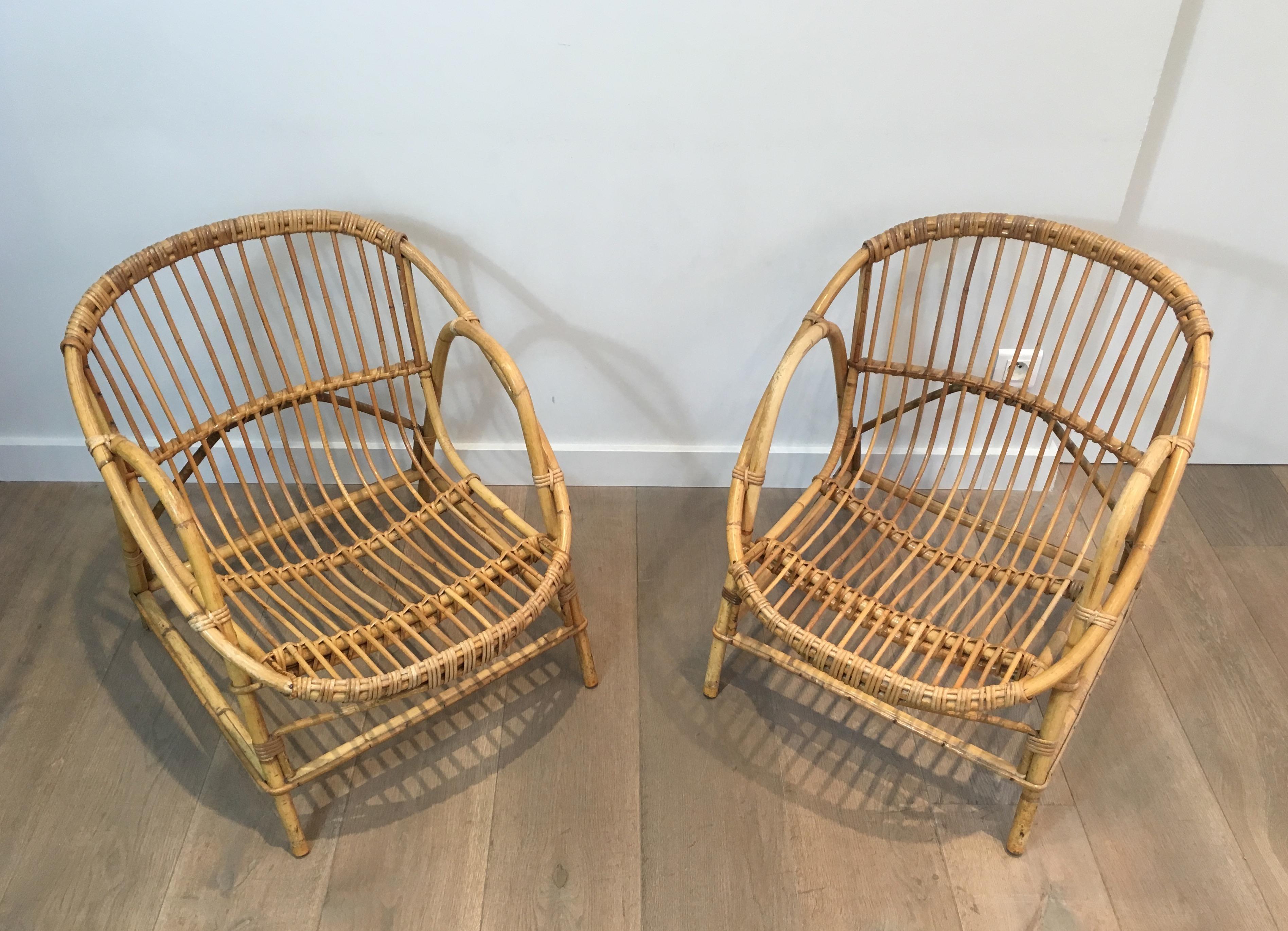 Pair of Decorative Rattan Armchairs, French, circa 1970 14