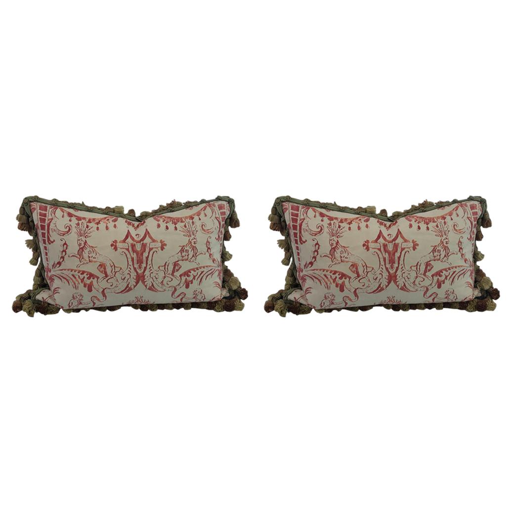 Pair of Decorative Rectangular Fortuny Cushions in the "MAZZARINO" pattern
