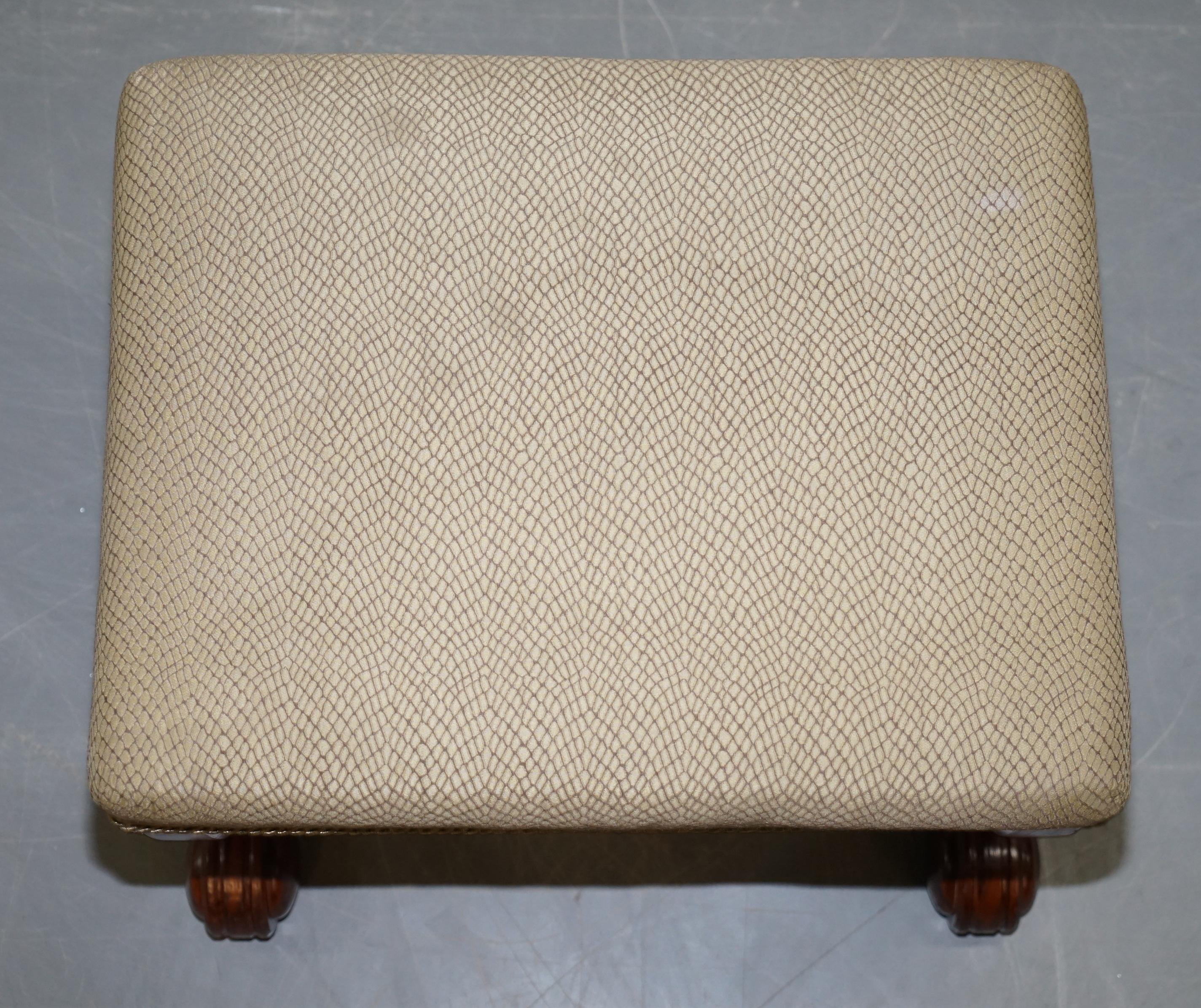 Upholstery Pair of Decorative Regency Style Ornate Large Footstools with Curvey Frames