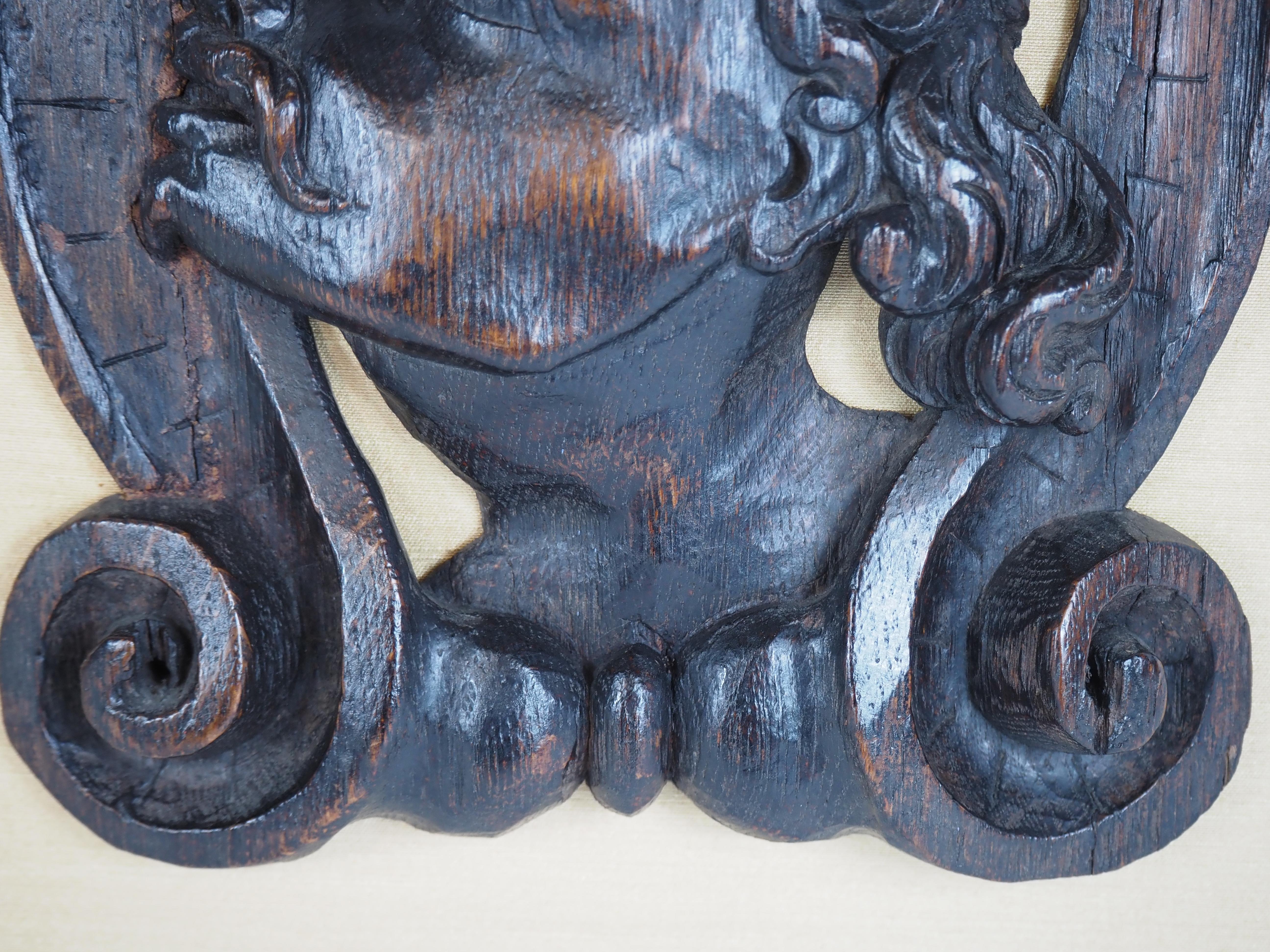 18th Century and Earlier Pair of decorative Renaissance oak wooden reliefs, Europe, late 16th century For Sale