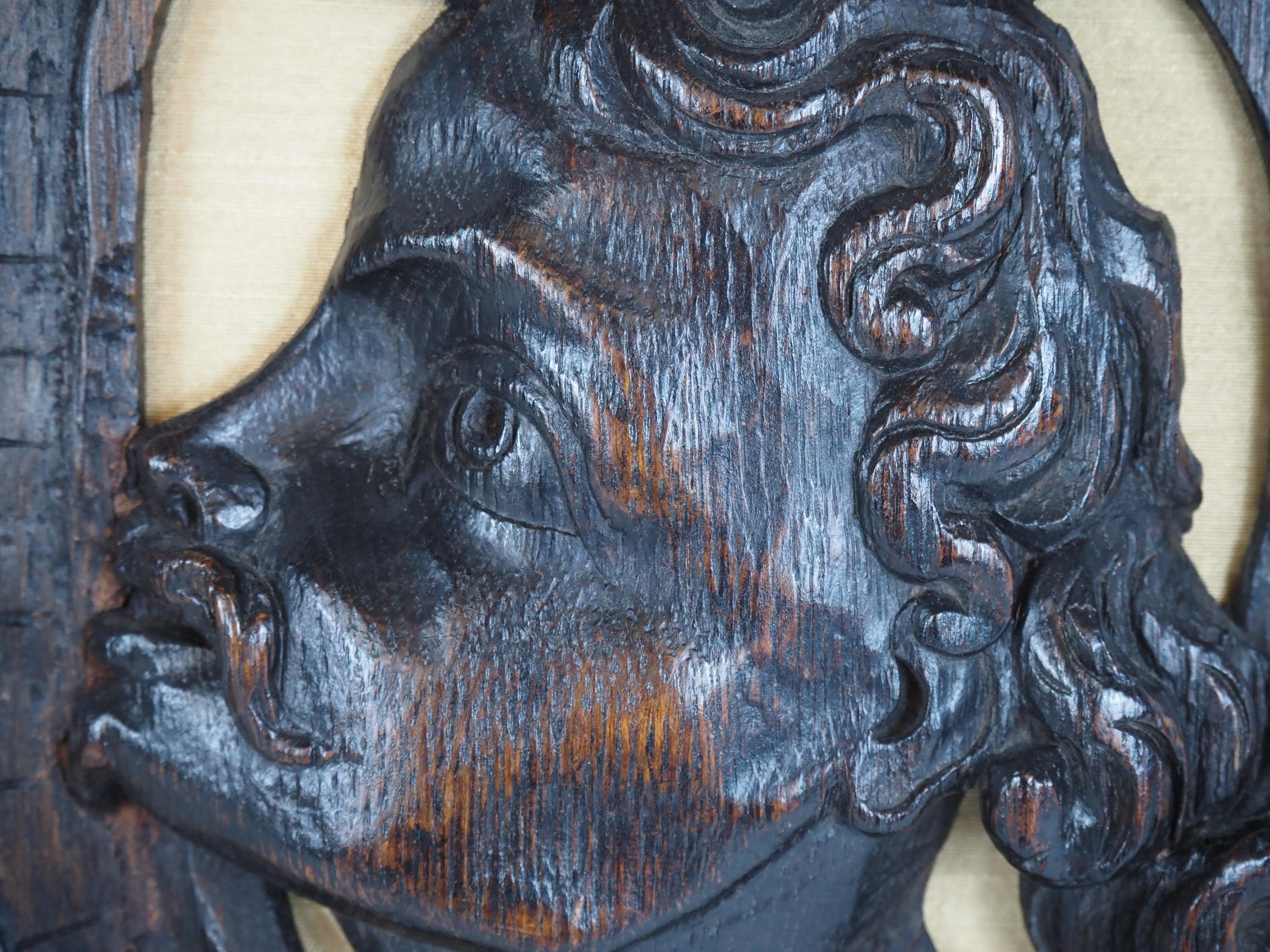 Wood Pair of decorative Renaissance oak wooden reliefs, Europe, late 16th century For Sale