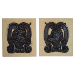 Pair of decorative Renaissance oak wooden reliefs, Europe, late 16th century
