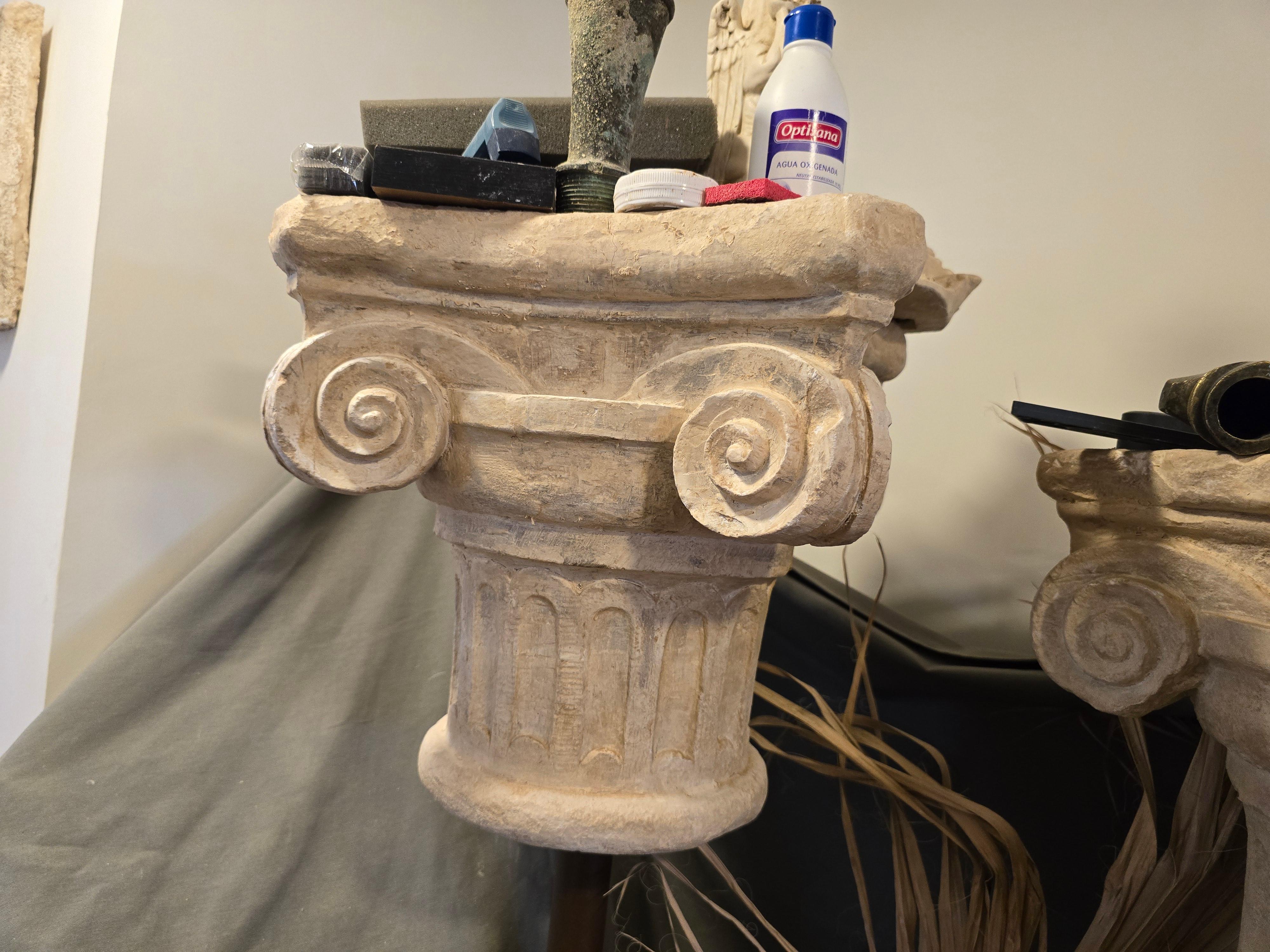 Pair of Decorative Romanesque Capitals in Terracotta – 1950s For Sale 6