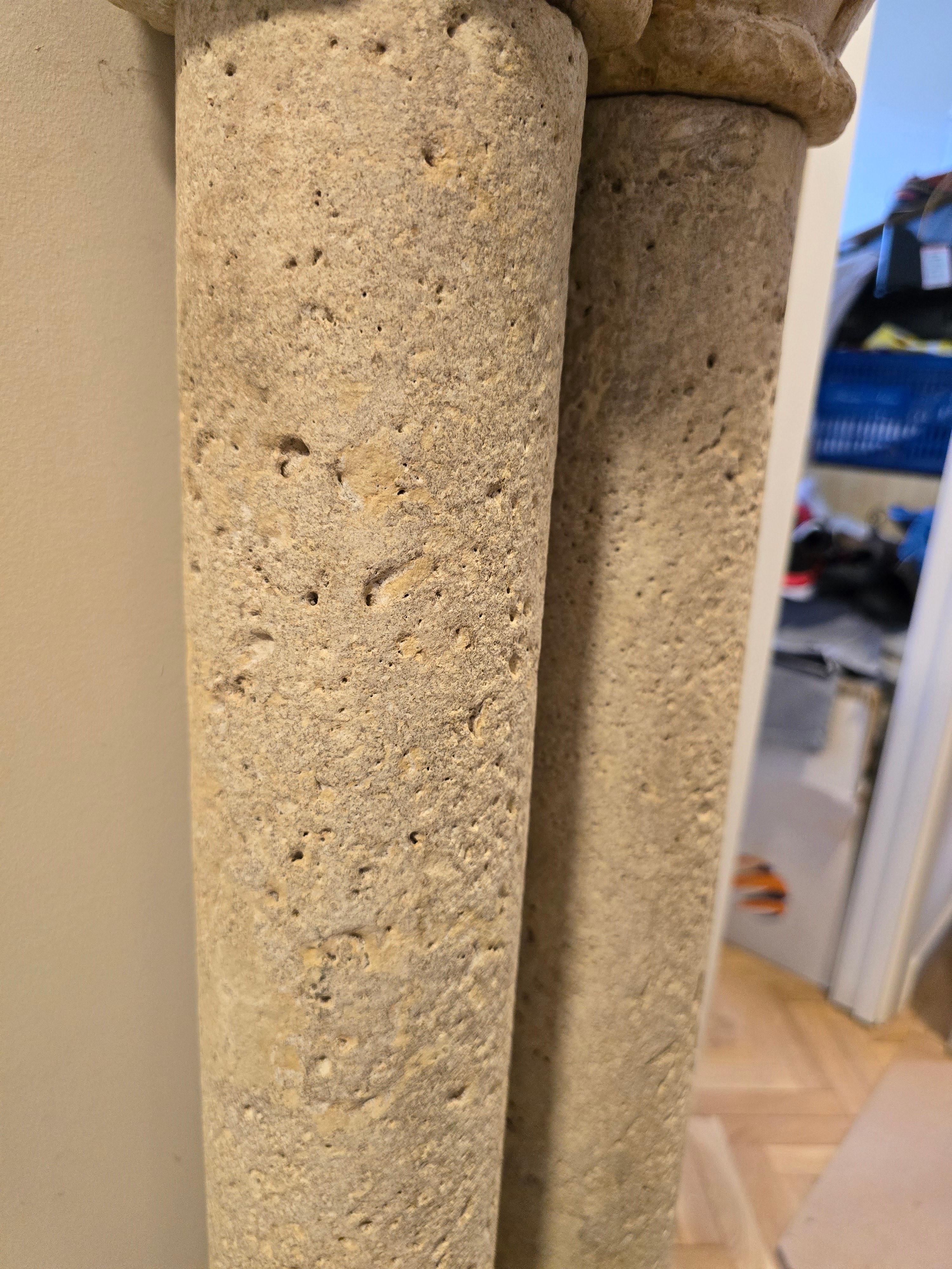 Pair of Decorative Romanesque Columns in Terracotta – Excellent Condition For Sale 1