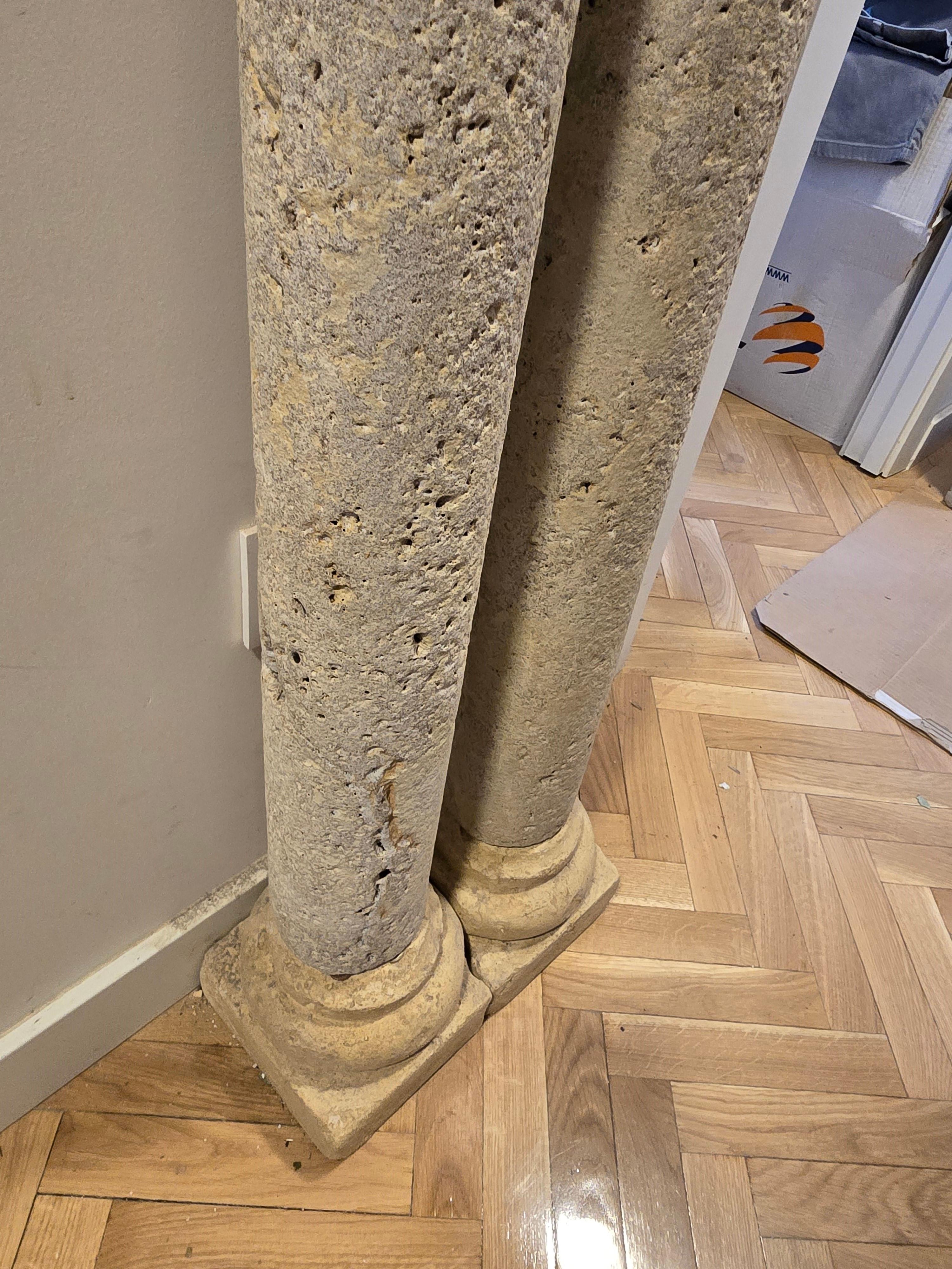 Pair of Decorative Romanesque Columns in Terracotta – Excellent Condition For Sale 2
