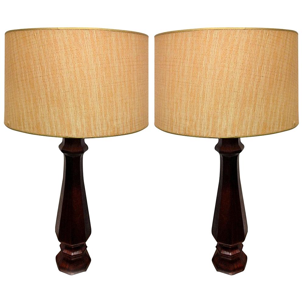 Pair of Decorative Rosewood Lamps For Sale