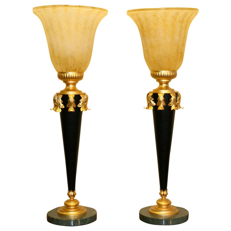 Pair of Decorative, Table, Desk Lamps, 20th Century, Antique Style For