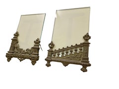 Pair of decorative table frames, brass, circa 1880