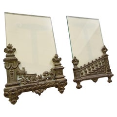 Pair of decorative table frames, brass, circa 1880