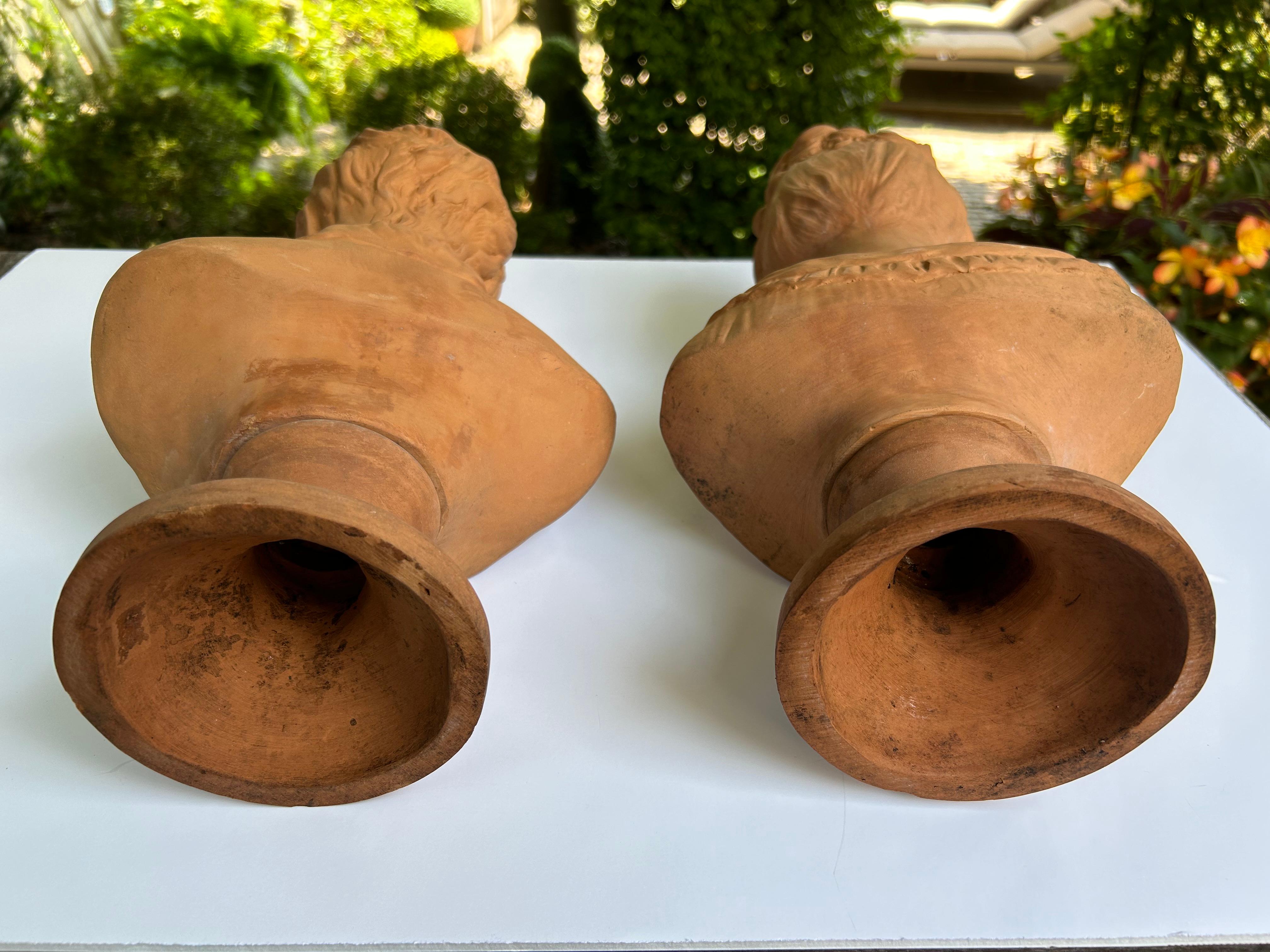 Pair Of Terracotta Busts of Boy and Girl For Sale 4