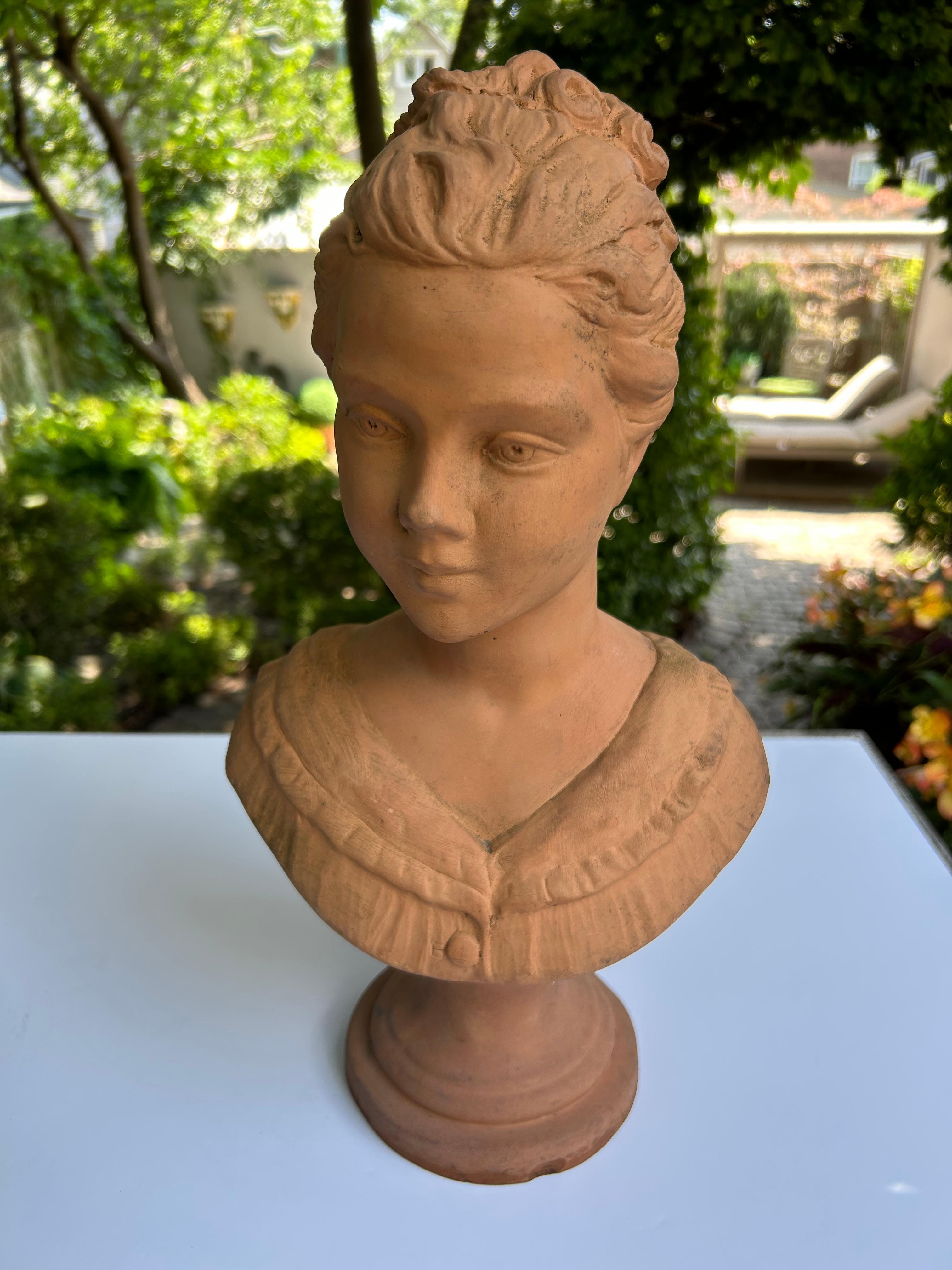 Belle Époque Pair Of Terracotta Busts of Boy and Girl For Sale